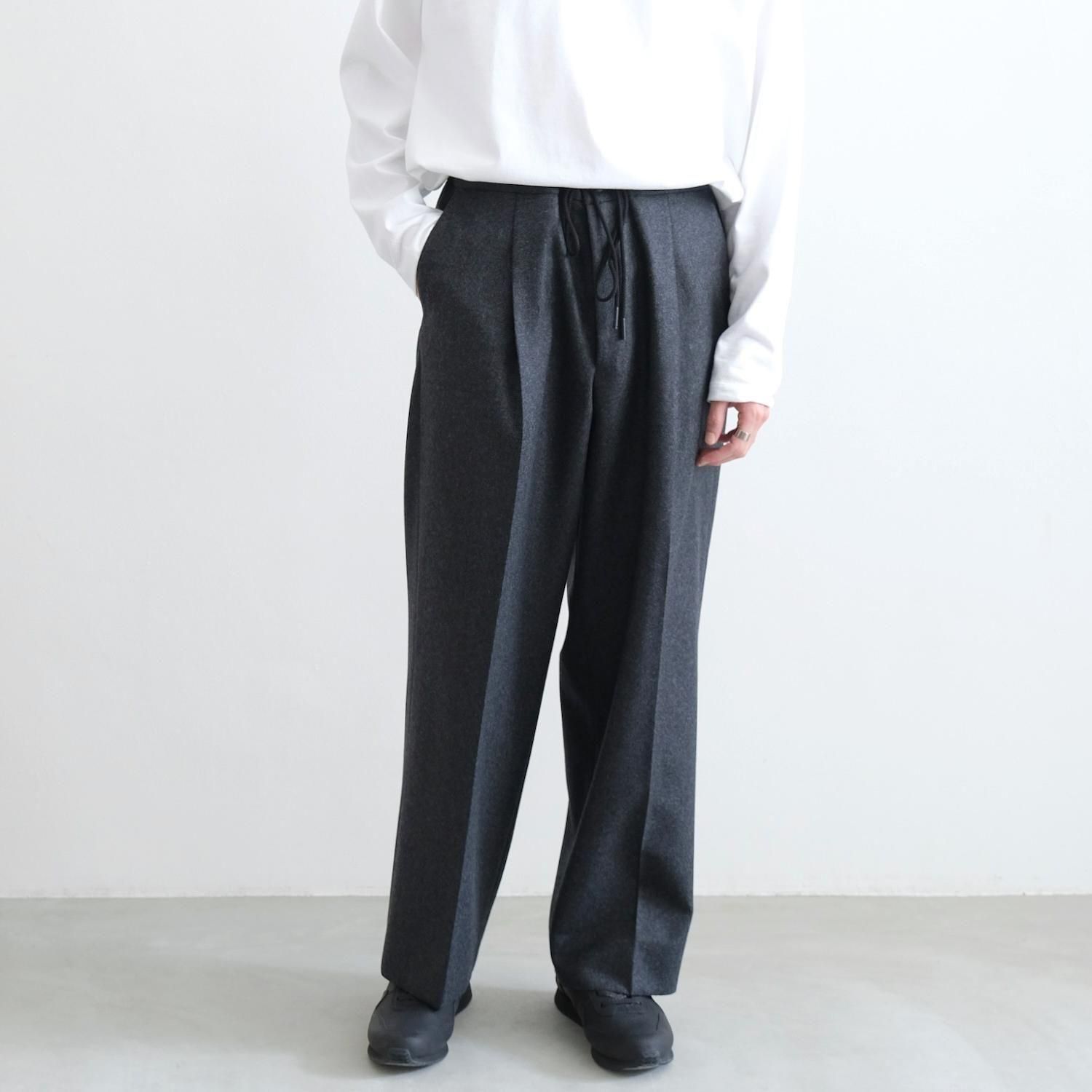 2/54 COLLEGE FLANNEL THE EASY SLACKS WIDE [CHARCOAL GRAY] - WUNDER