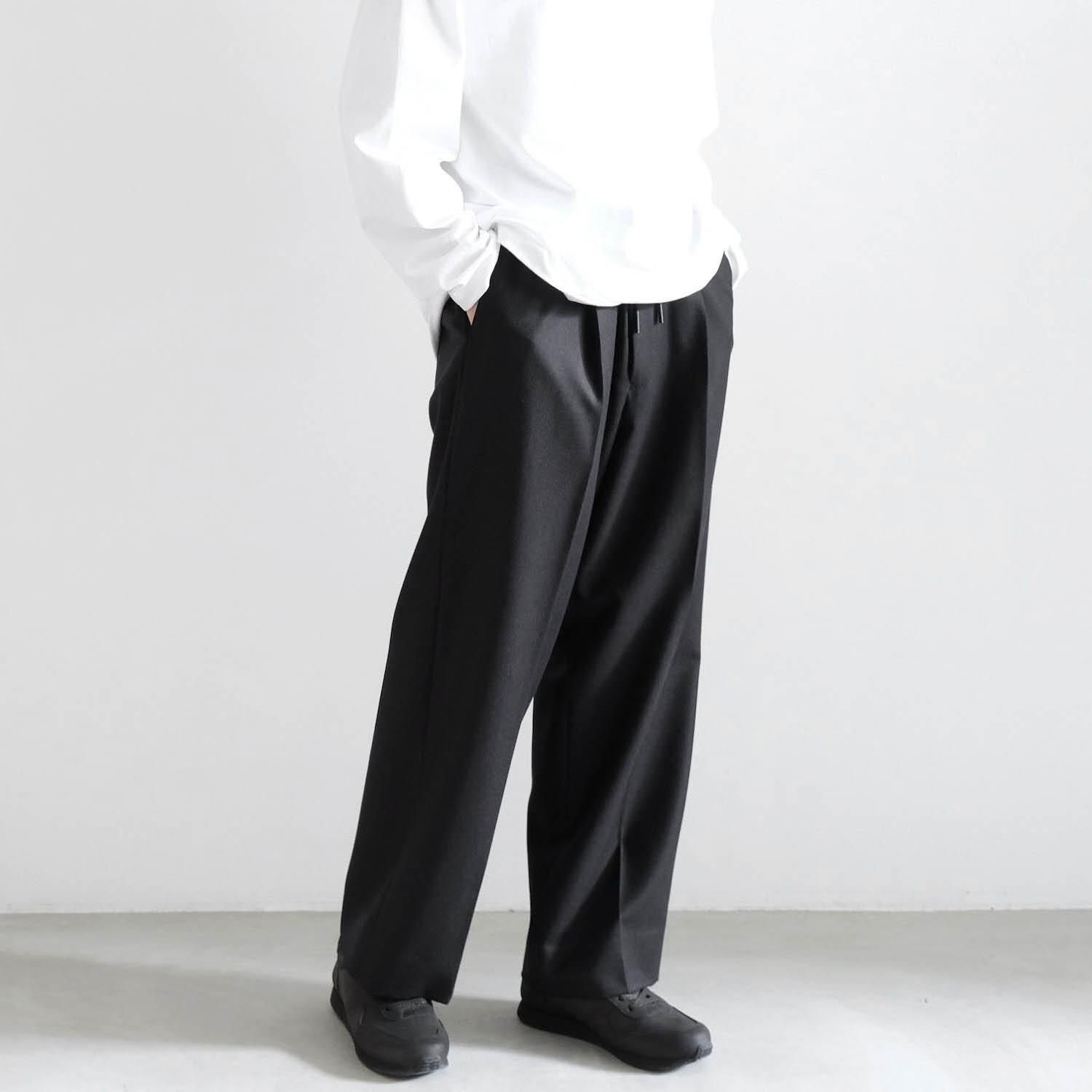 2/54 COLLEGE FLANNEL THE EASY SLACKS WIDE [BLACK] - WUNDER