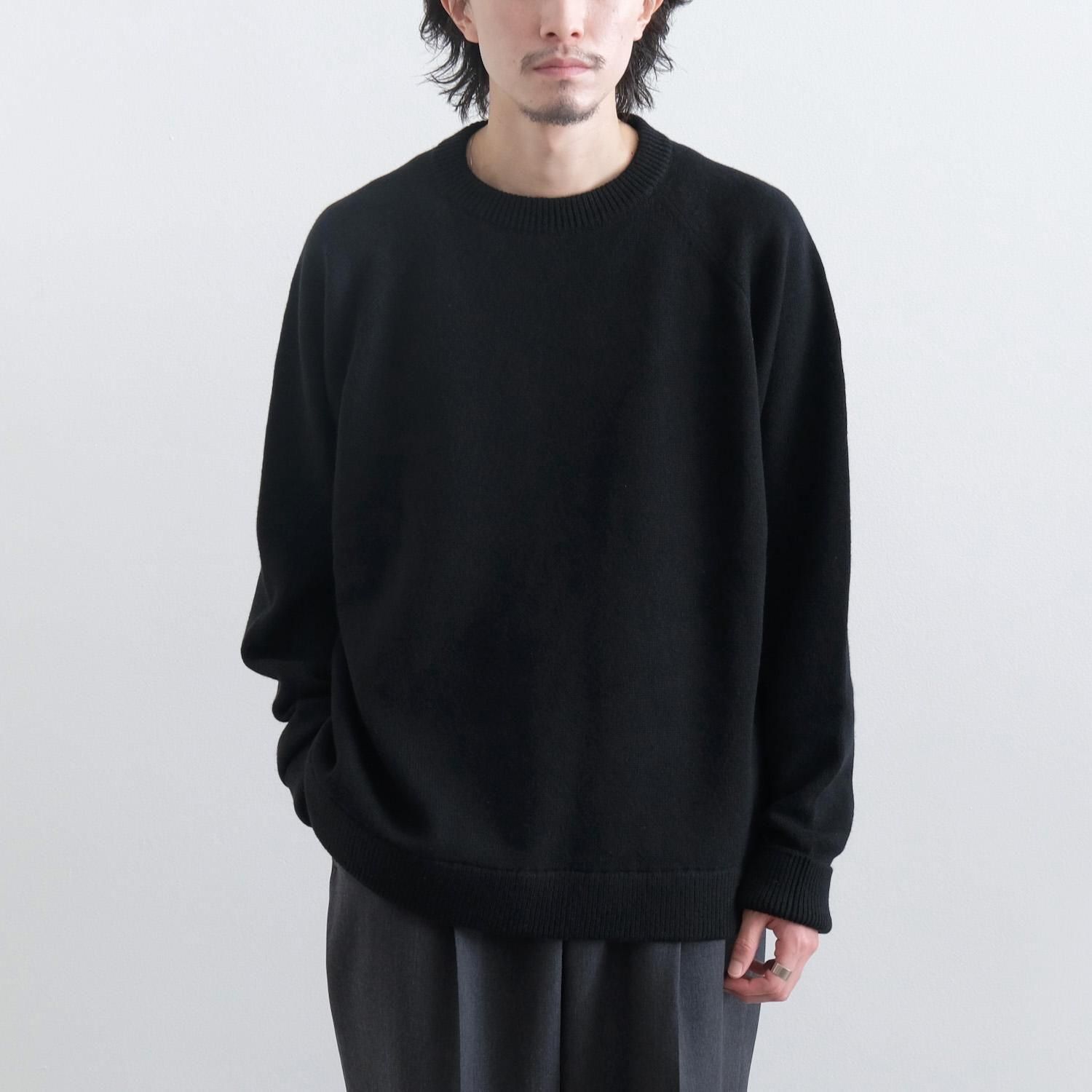 RAGLAN CREW NECK PULLOVER KNIT [BLACK]