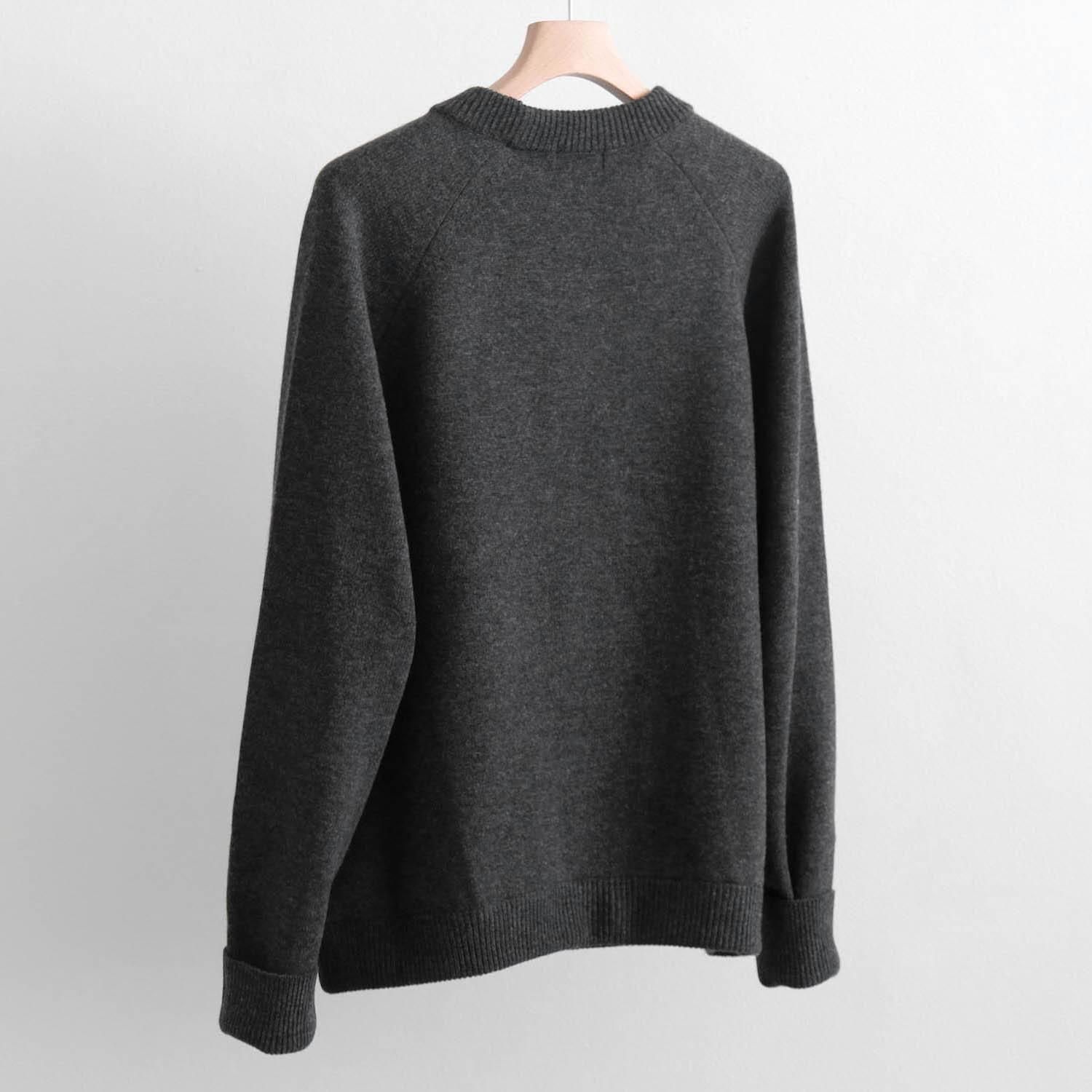 RAGLAN CREW NECK PULLOVER KNIT [TOP GRAY] - WUNDER 大阪