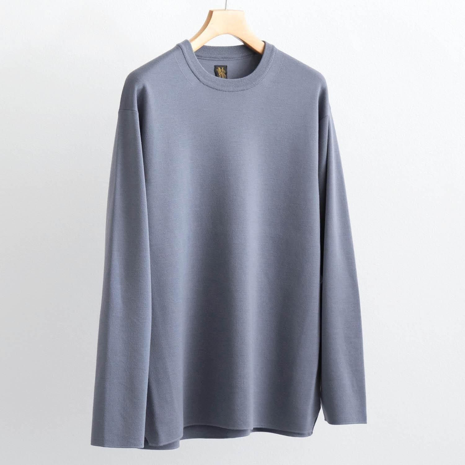 32G SMOOTH WOOL CREW NECK [SAX GRAY] - WUNDER 大阪 セレクト