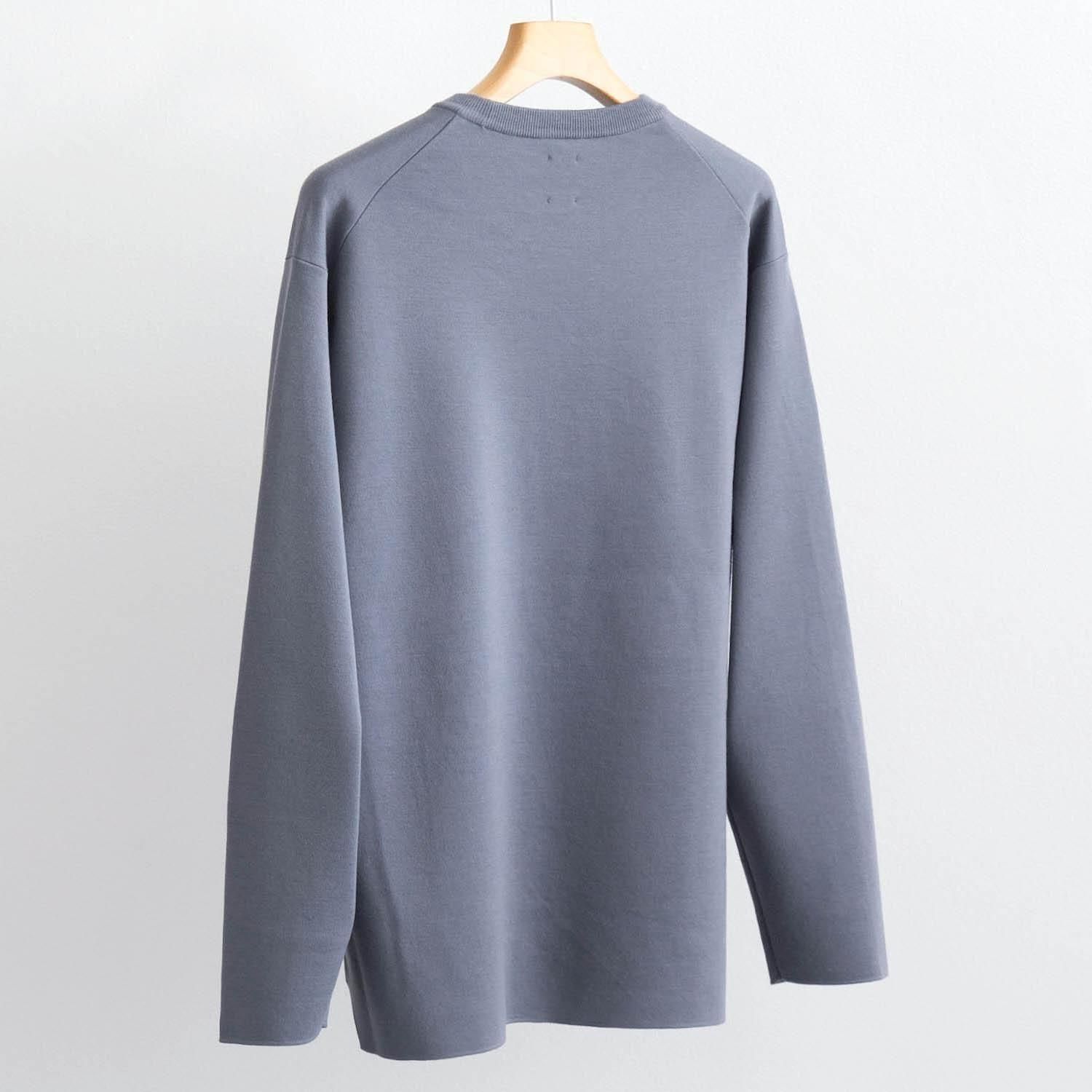 32G SMOOTH WOOL CREW NECK [SAX GRAY] - WUNDER 大阪 セレクト