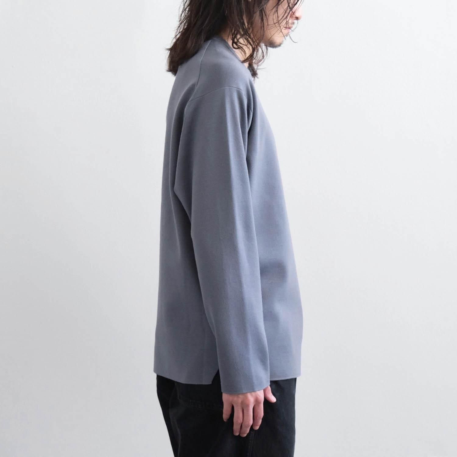 32G SMOOTH WOOL CREW NECK [SAX GRAY] - WUNDER 大阪 セレクト