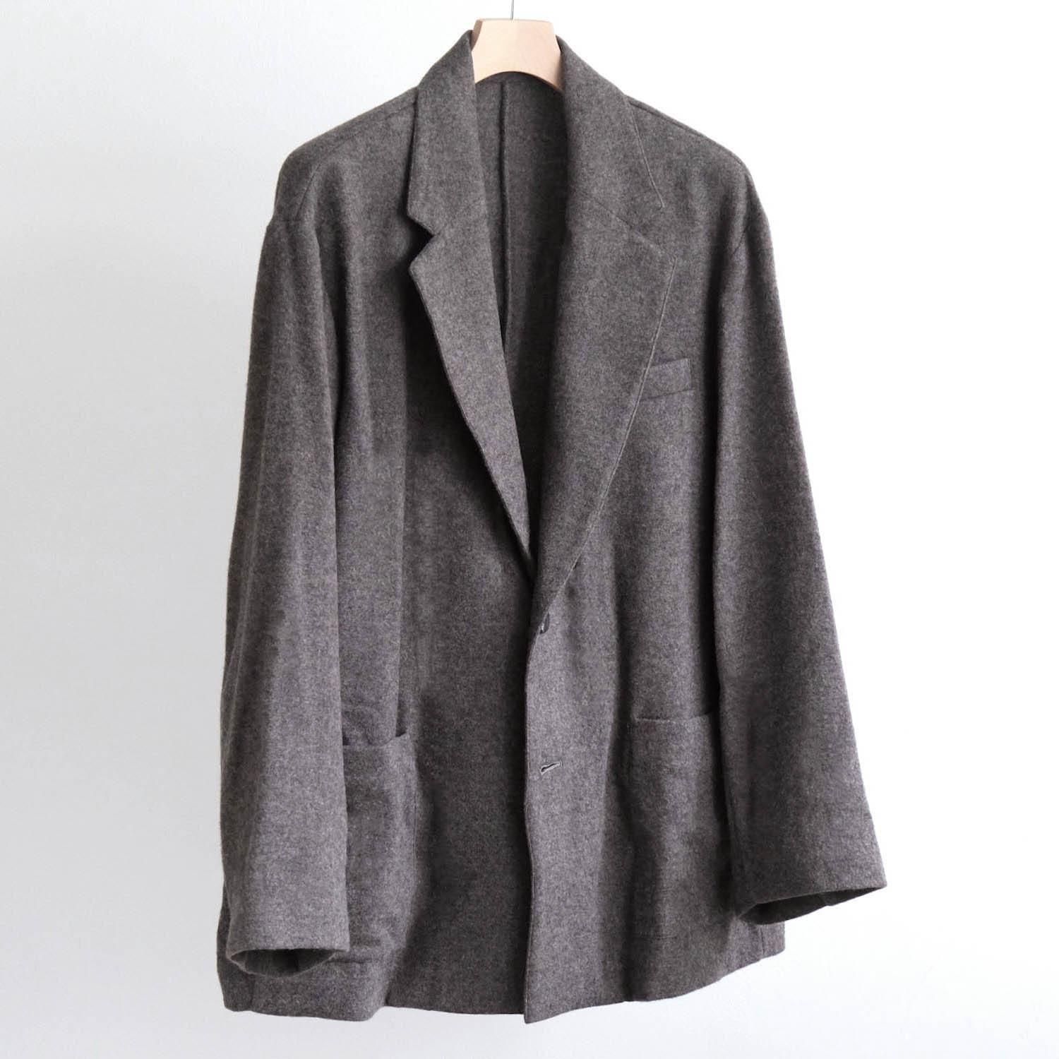 WOOL/CASHMERE FLEECE SINGLE BREASTED JACKET [GRAY BROWN] - WUNDER