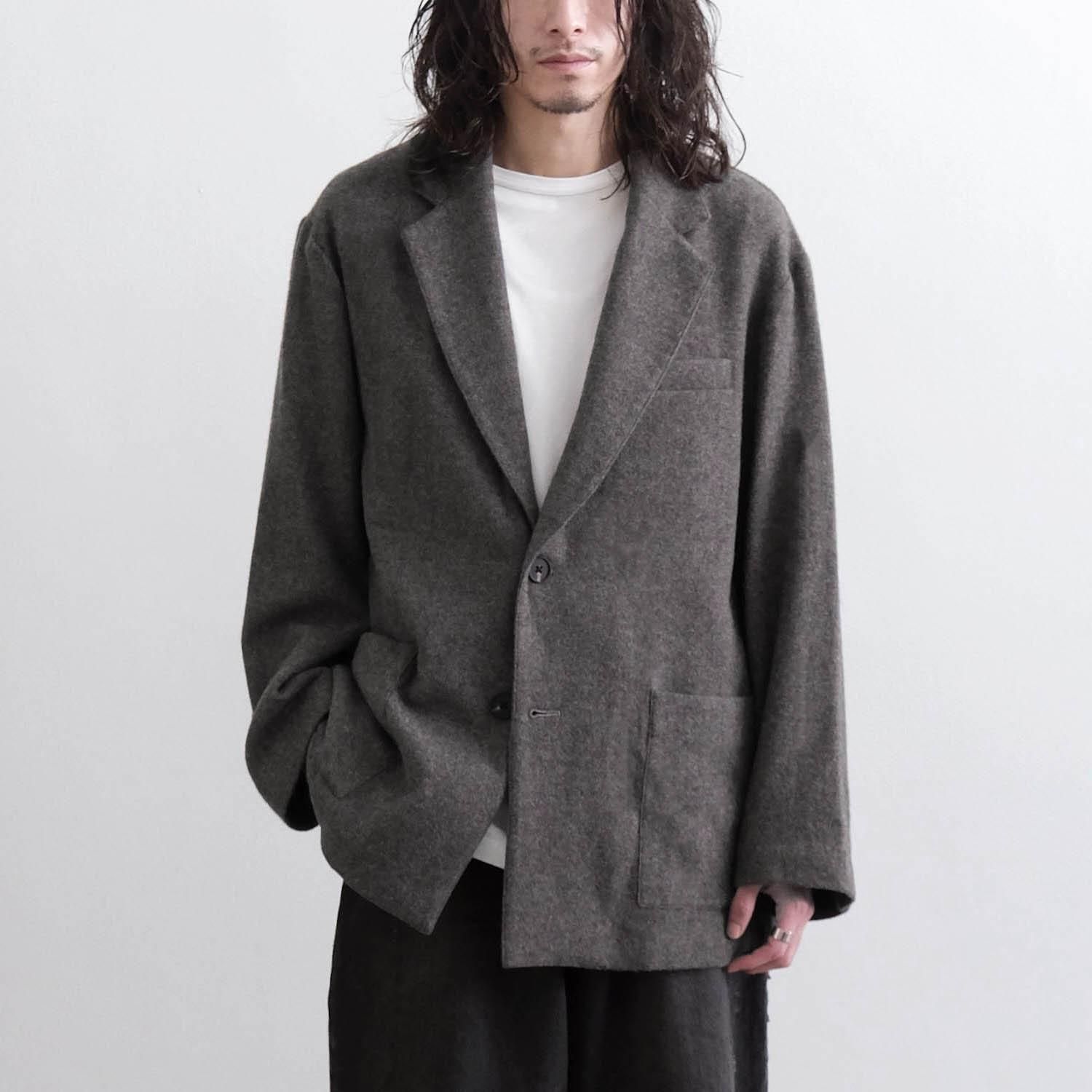 WOOL/CASHMERE FLEECE SINGLE BREASTED JACKET [GRAY BROWN] - WUNDER