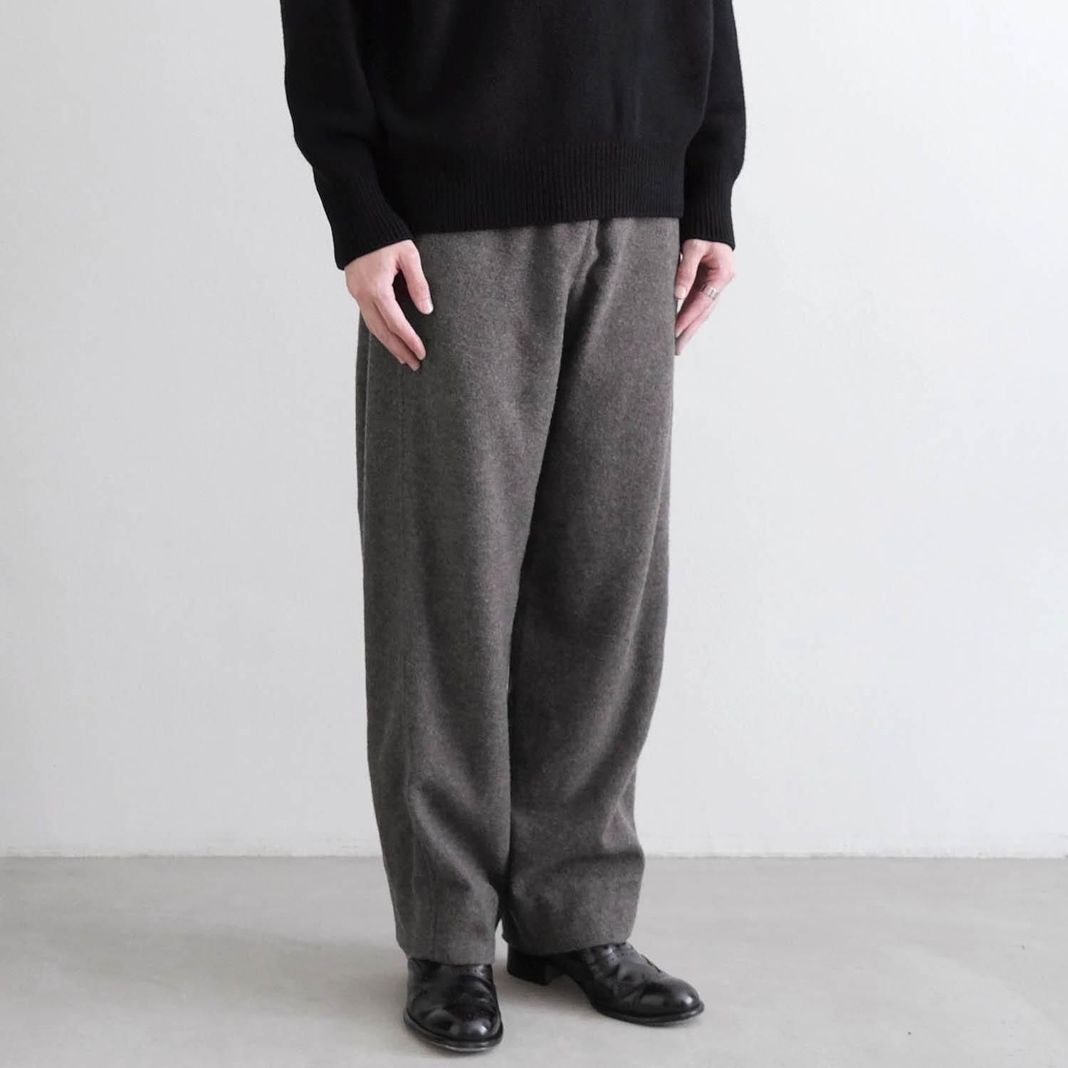 WOOL/CASHMERE FLEECE EASY TWIST TROUSERS [GRAY BROWN] - WUNDER