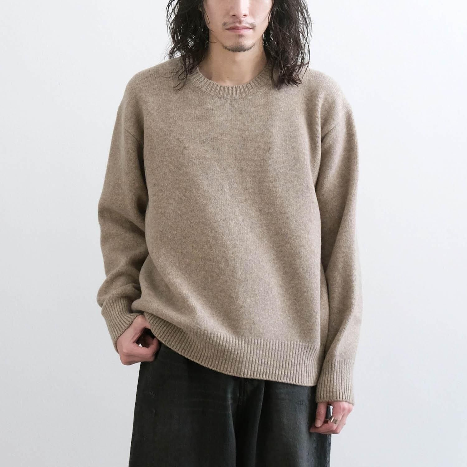 EXTRA FINE WOOL WARM KNIT CREW NECK LS [BEIGE]