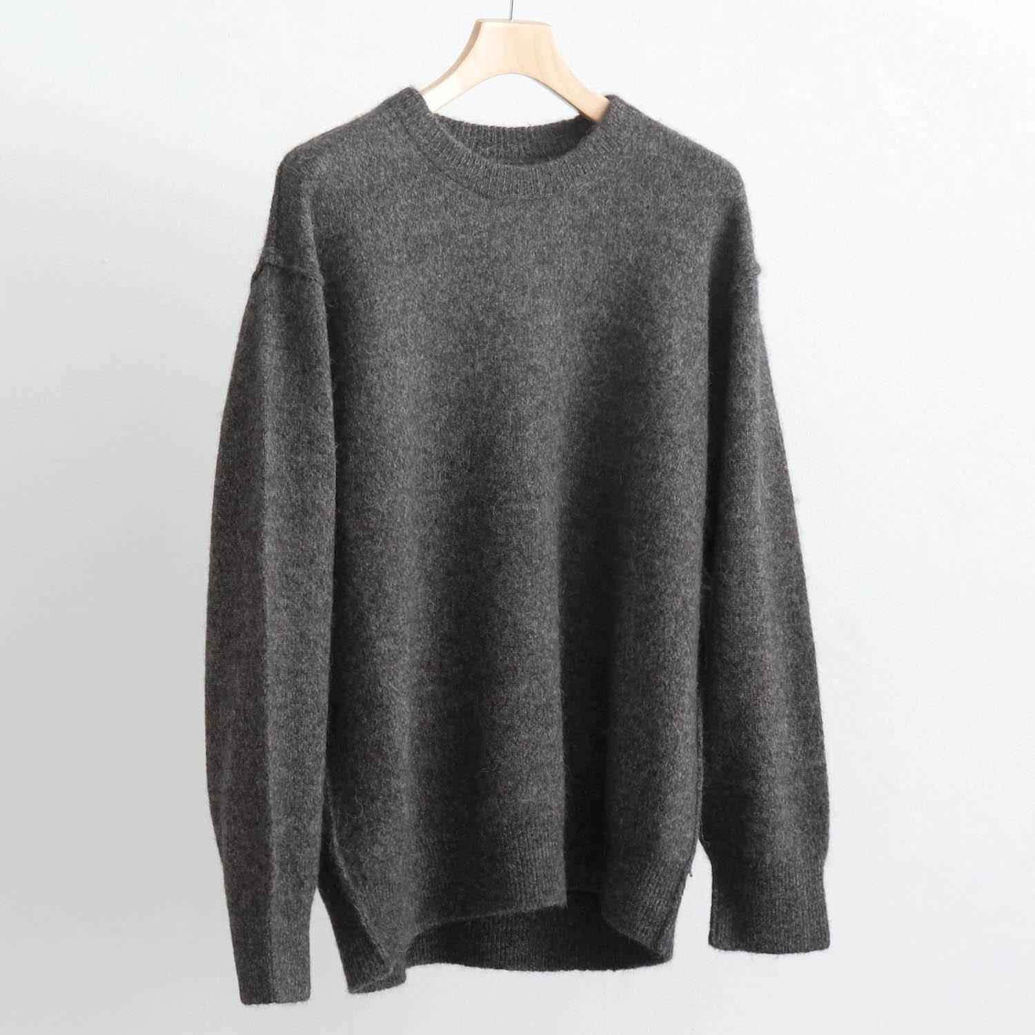 WOOL/ALPACA KNIT CREW NECK LS [CHARCOAL]