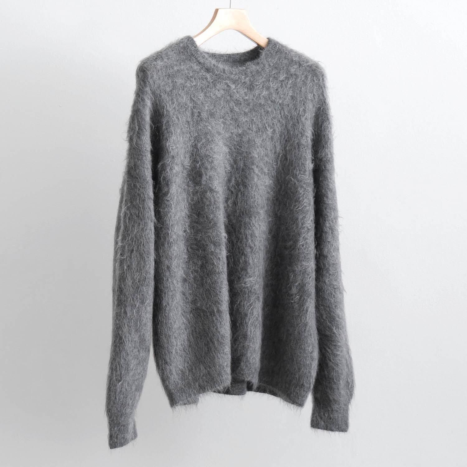KID MOHAIR KNIT CREW NECK LS [CHARCOAL]