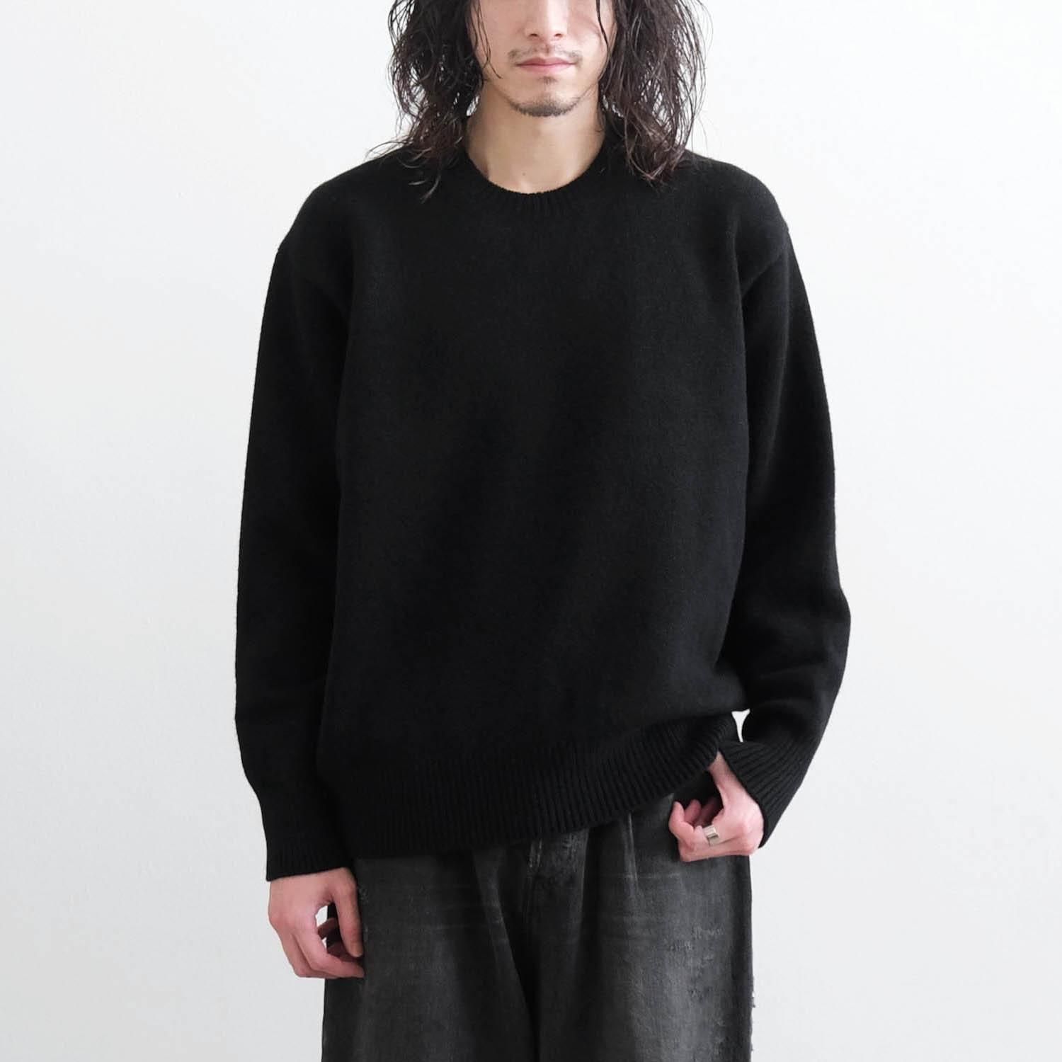 EXTRA FINE WOOL WARM KNIT CREW NECK LS [BLACK]