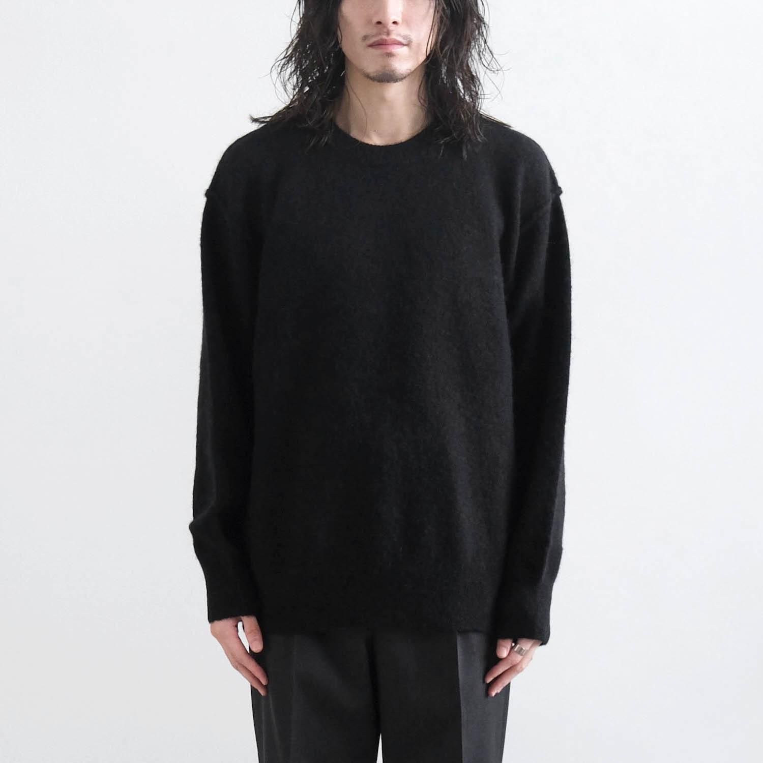 WOOL/ALPACA KNIT CREW NECK LS [BLACK] - WUNDER 大阪 セレクト