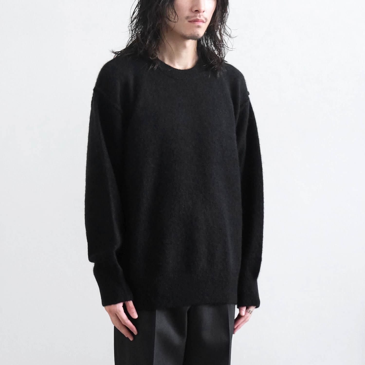 WOOL/ALPACA KNIT CREW NECK LS [BLACK] - WUNDER 大阪 セレクト