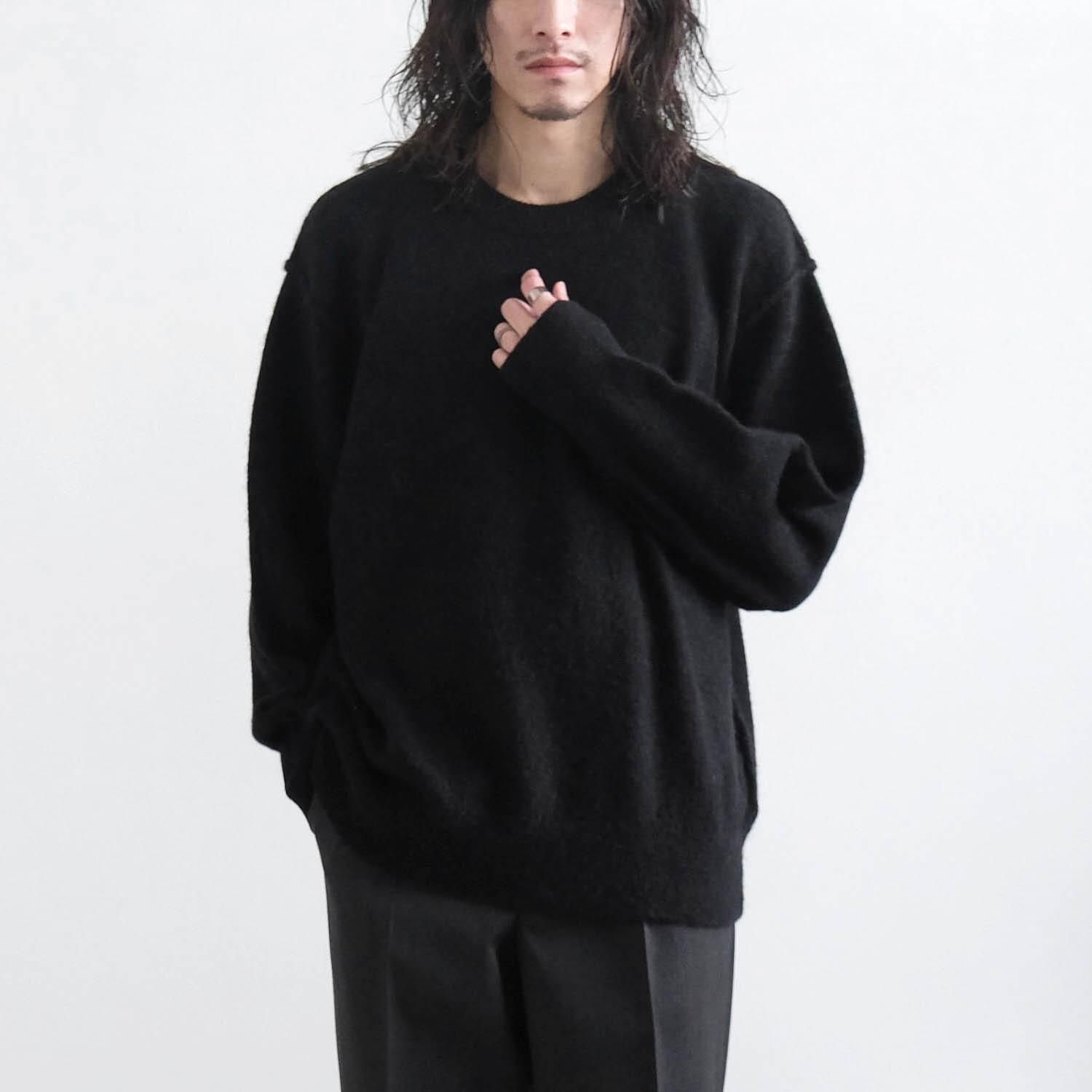 WOOL/ALPACA KNIT CREW NECK LS [BLACK]