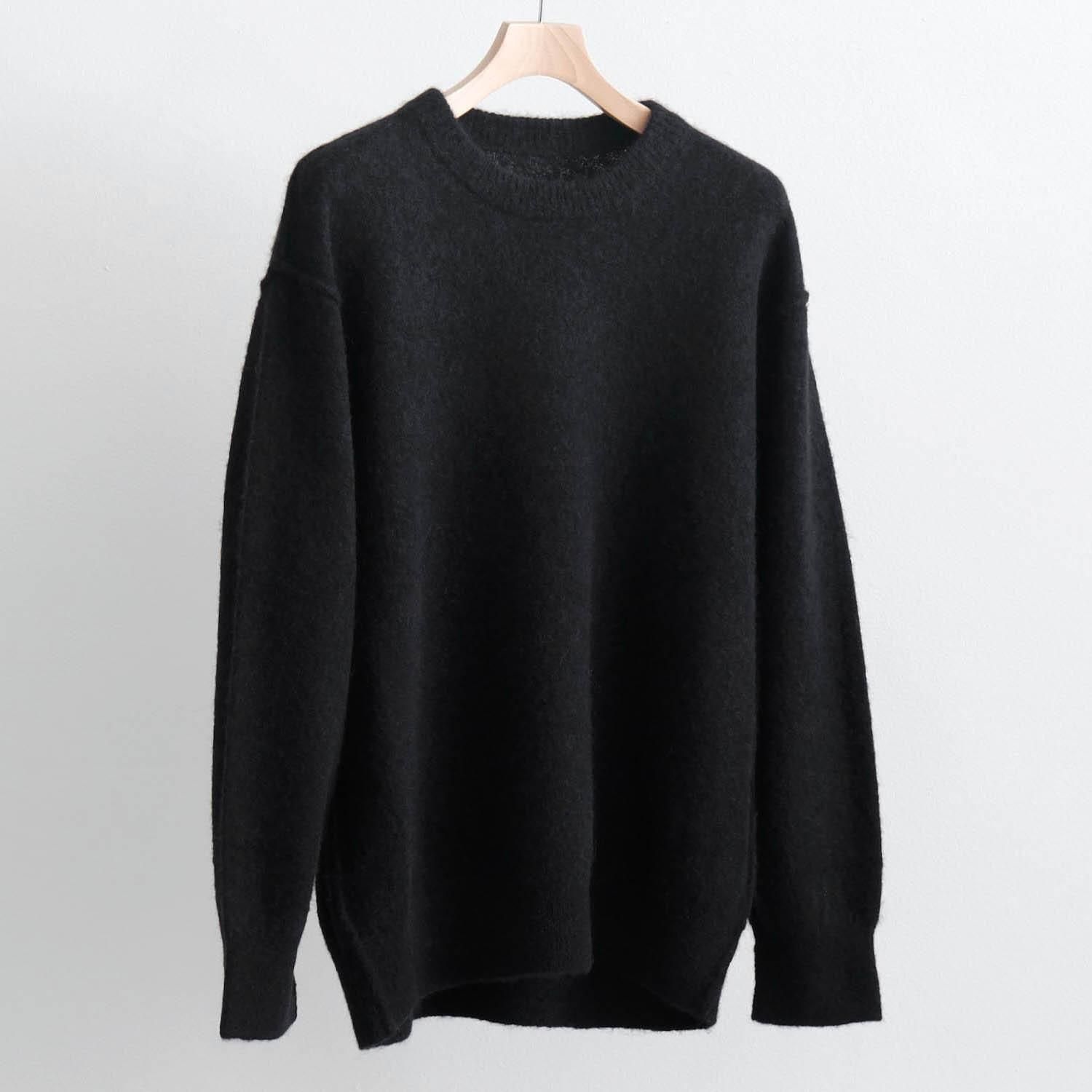 WOOL/ALPACA KNIT CREW NECK LS [BLACK]