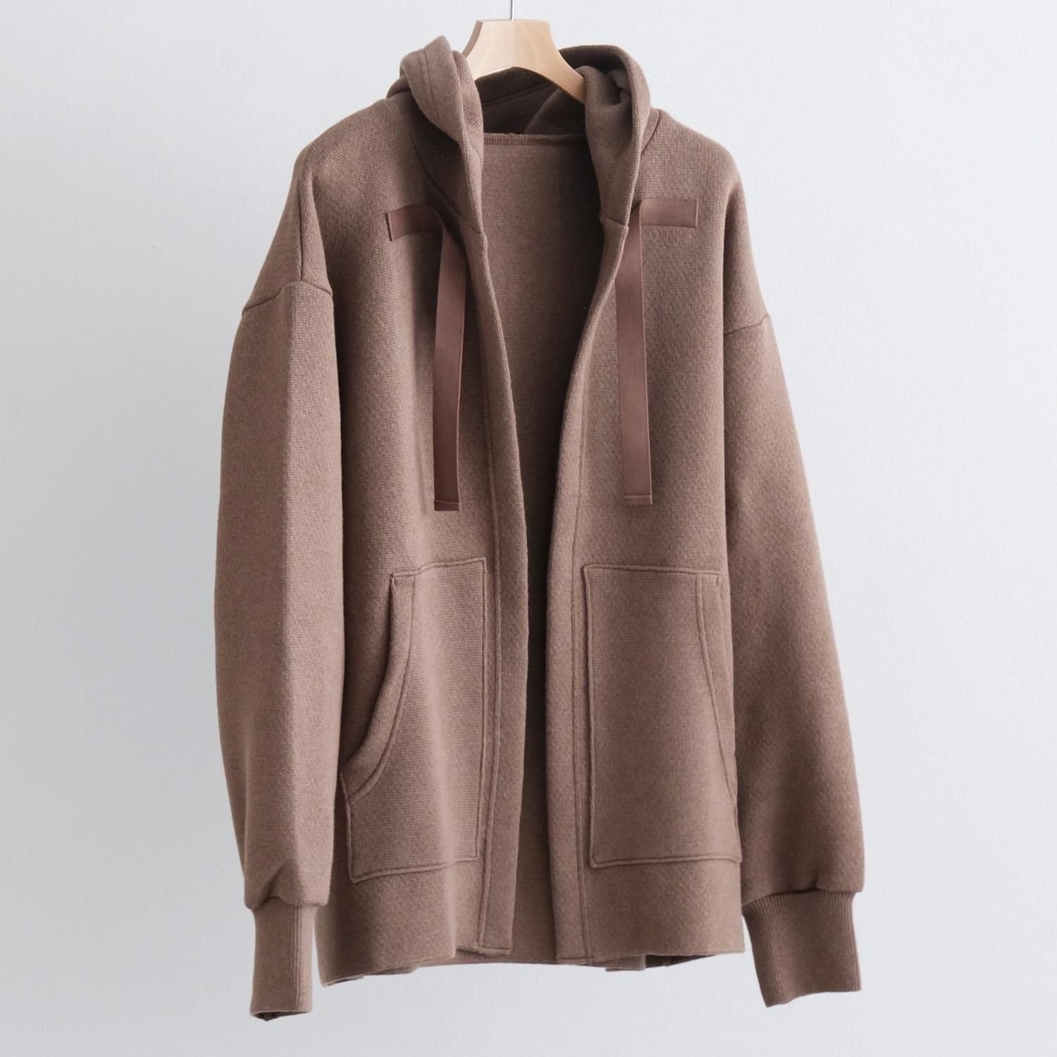 COTTON CASHMERE KNIT HOODIE [BROWN]