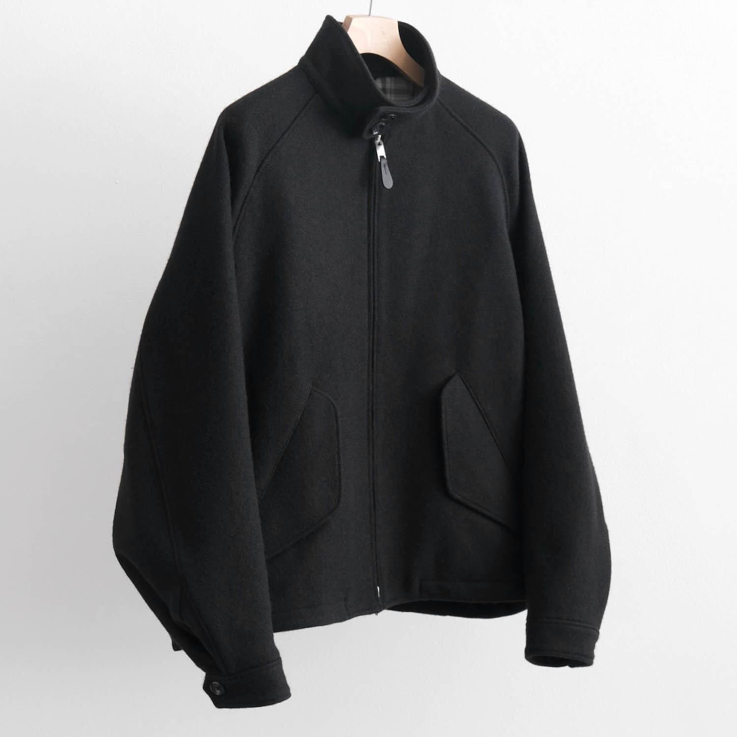 美品 THE RERACS 22AW MELTON DOUBLE JACOAT DOUBLE SHETLAND MELTON THE HARRINGTON JACKET [BLACK] - WUNDER 大阪