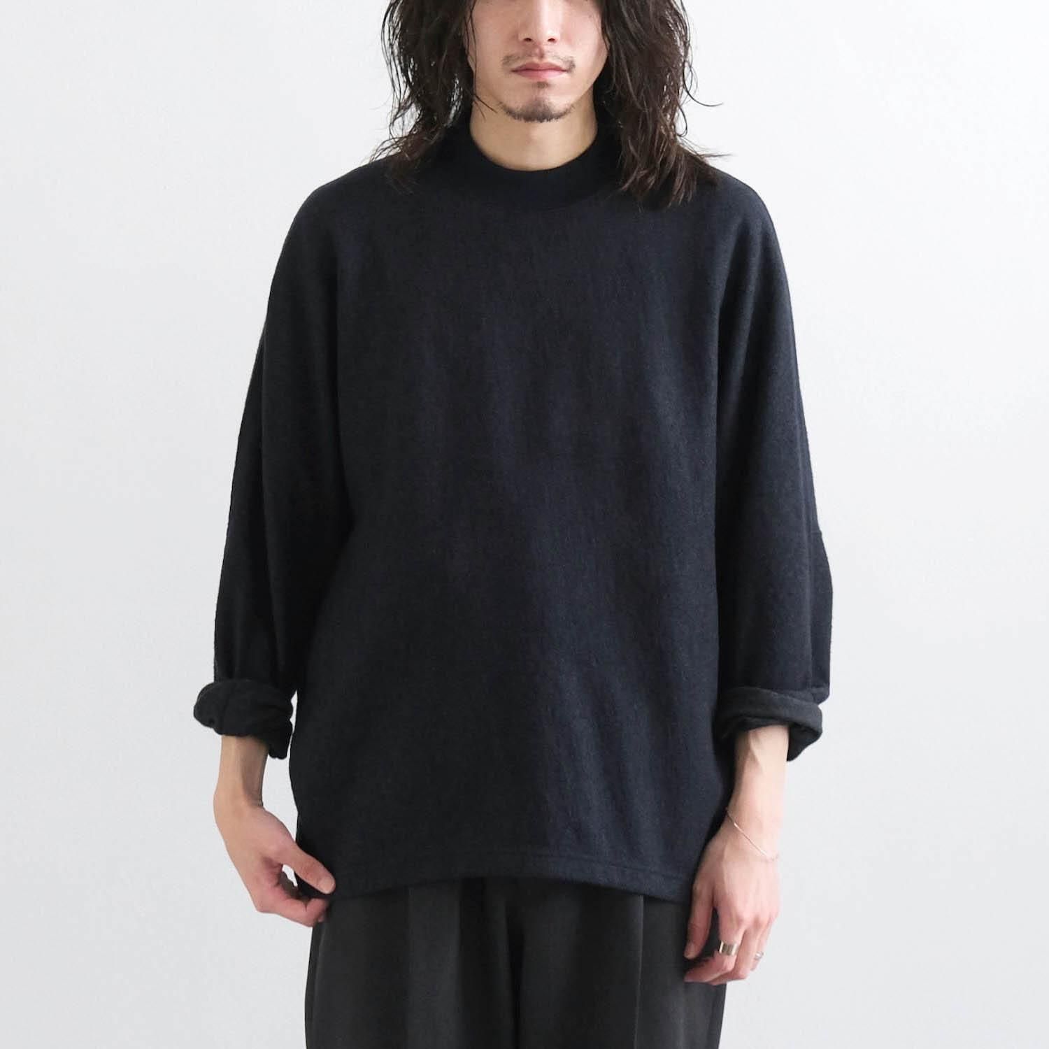 SUPER 120S LIGHT INLAY MELTON DRAPING C/N PULLOVER [D.NAVY