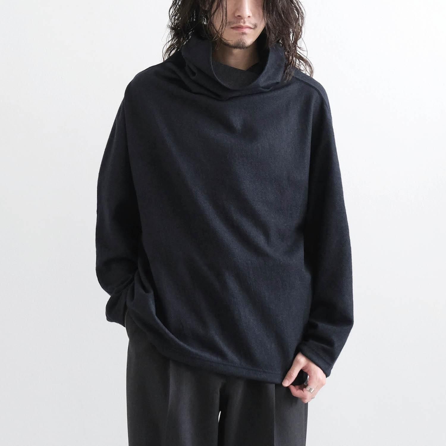 SUPER 120S LIGHT INLAY MELTON DRAPING BIG H/N PULLOVER [D.NAVYCHARCOAL TOP]