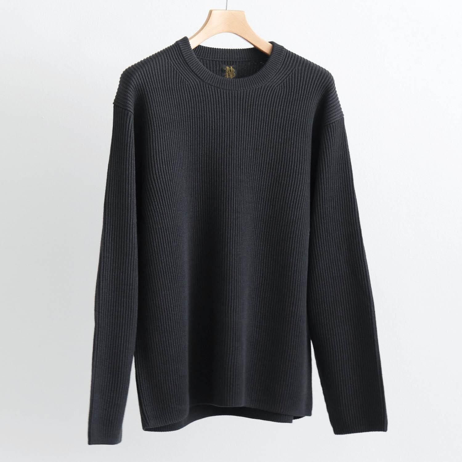 SOLID WOOL RIB CREW NECK [CHARCOAL BLUE]