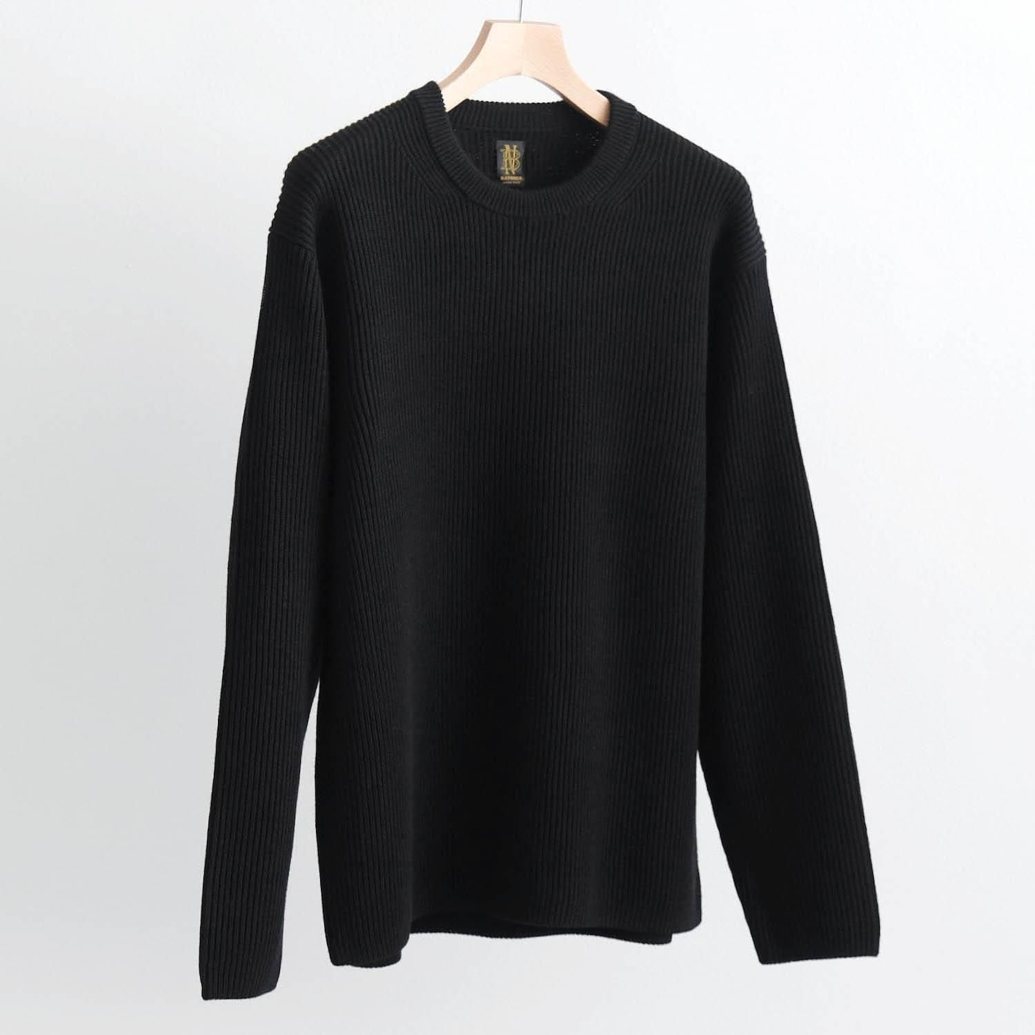 SOLID WOOL RIB CREW NECK [BLACK] - WUNDER 大阪 セレクトショップ