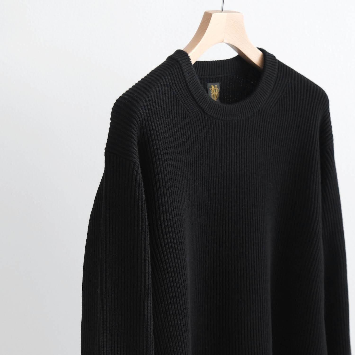 SOLID WOOL RIB CREW NECK [BLACK] - WUNDER 大阪 セレクトショップ