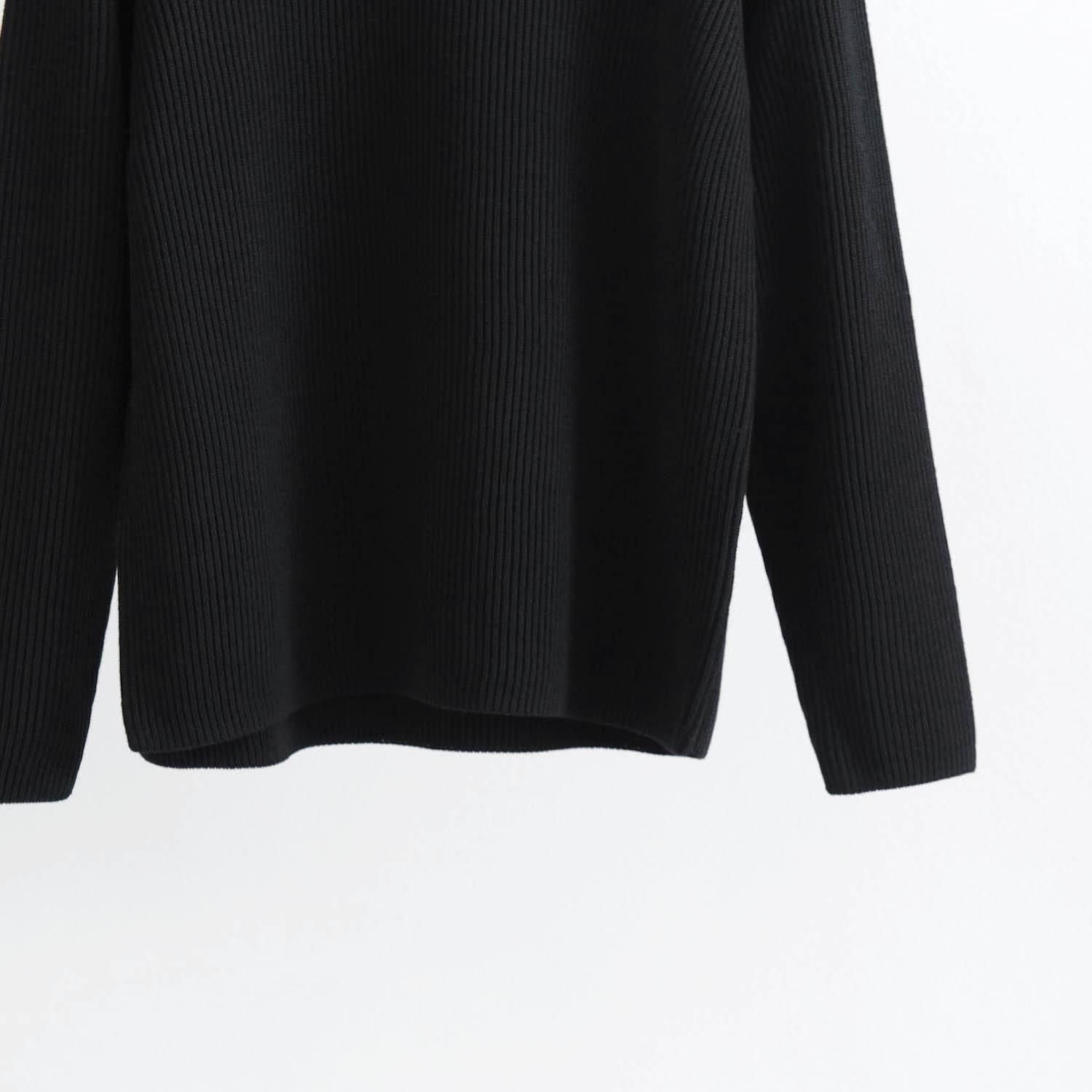 SOLID WOOL RIB CREW NECK [BLACK] - WUNDER 大阪 セレクトショップ