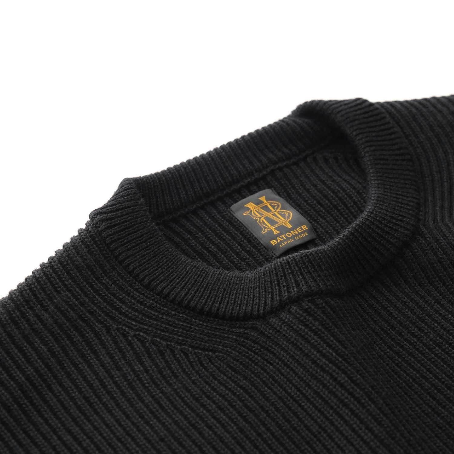 SOLID WOOL RIB CREW NECK [BLACK] - WUNDER 大阪 セレクトショップ