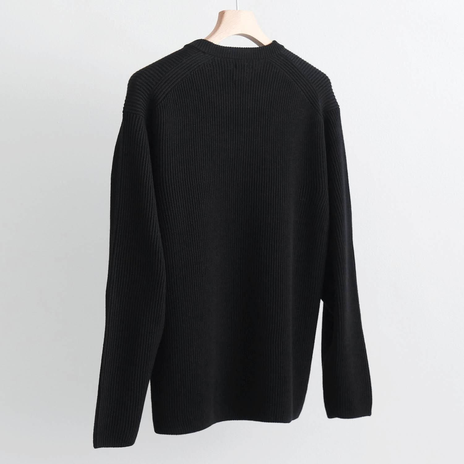 【別注】BATONER SOLID WOOL RIB DS サイズ3 SOLID WOOL RIB CREW NECK [BLACK] - WUNDER 大阪 セレクトショップ