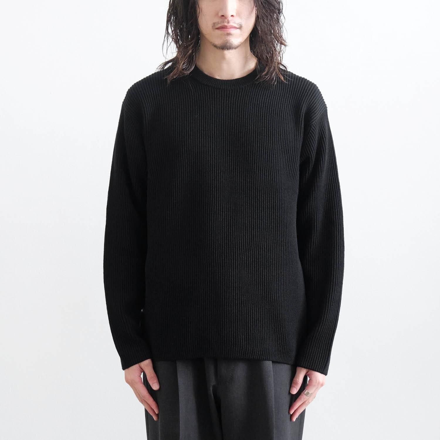 SOLID WOOL RIB CREW NECK [BLACK] - WUNDER 大阪 セレクトショップ