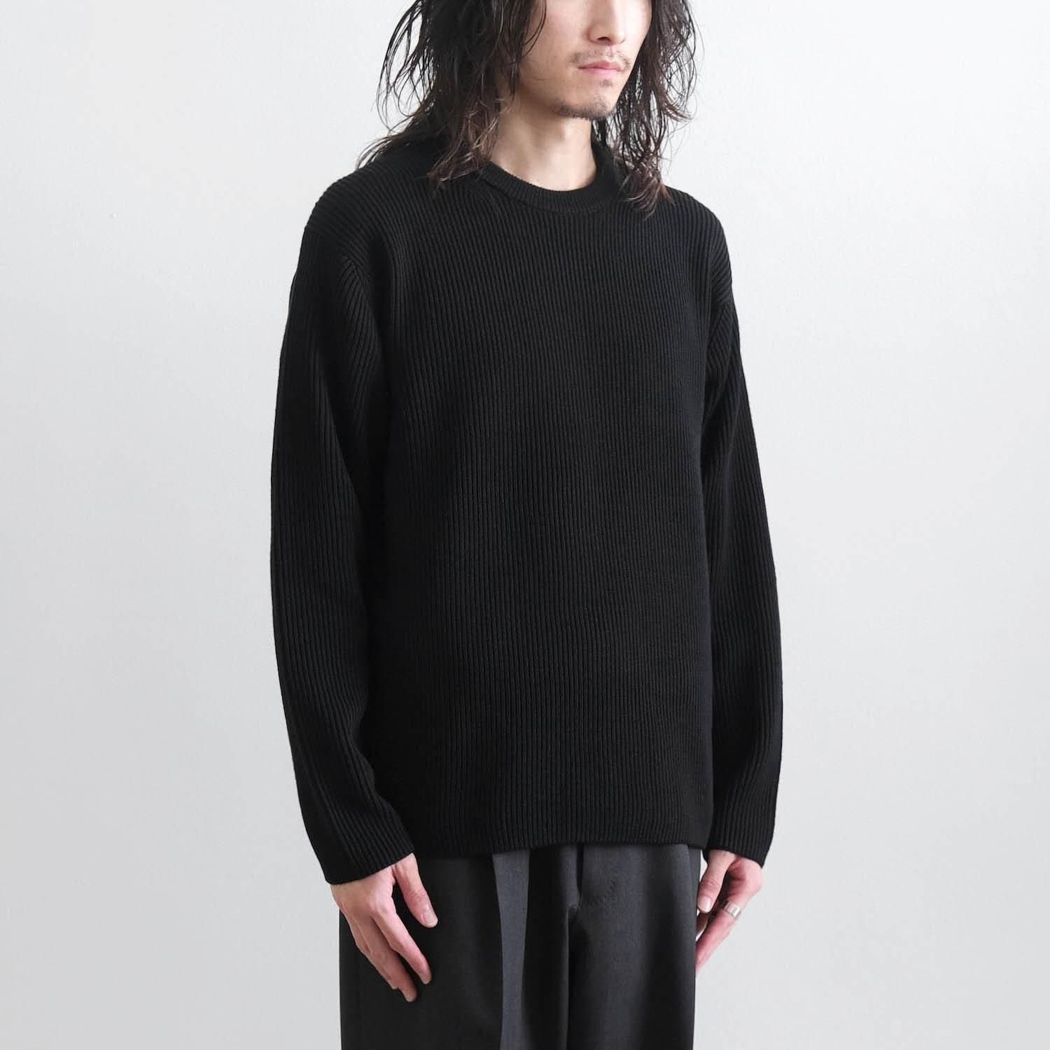SOLID WOOL RIB CREW NECK [BLACK] - WUNDER 大阪 セレクトショップ