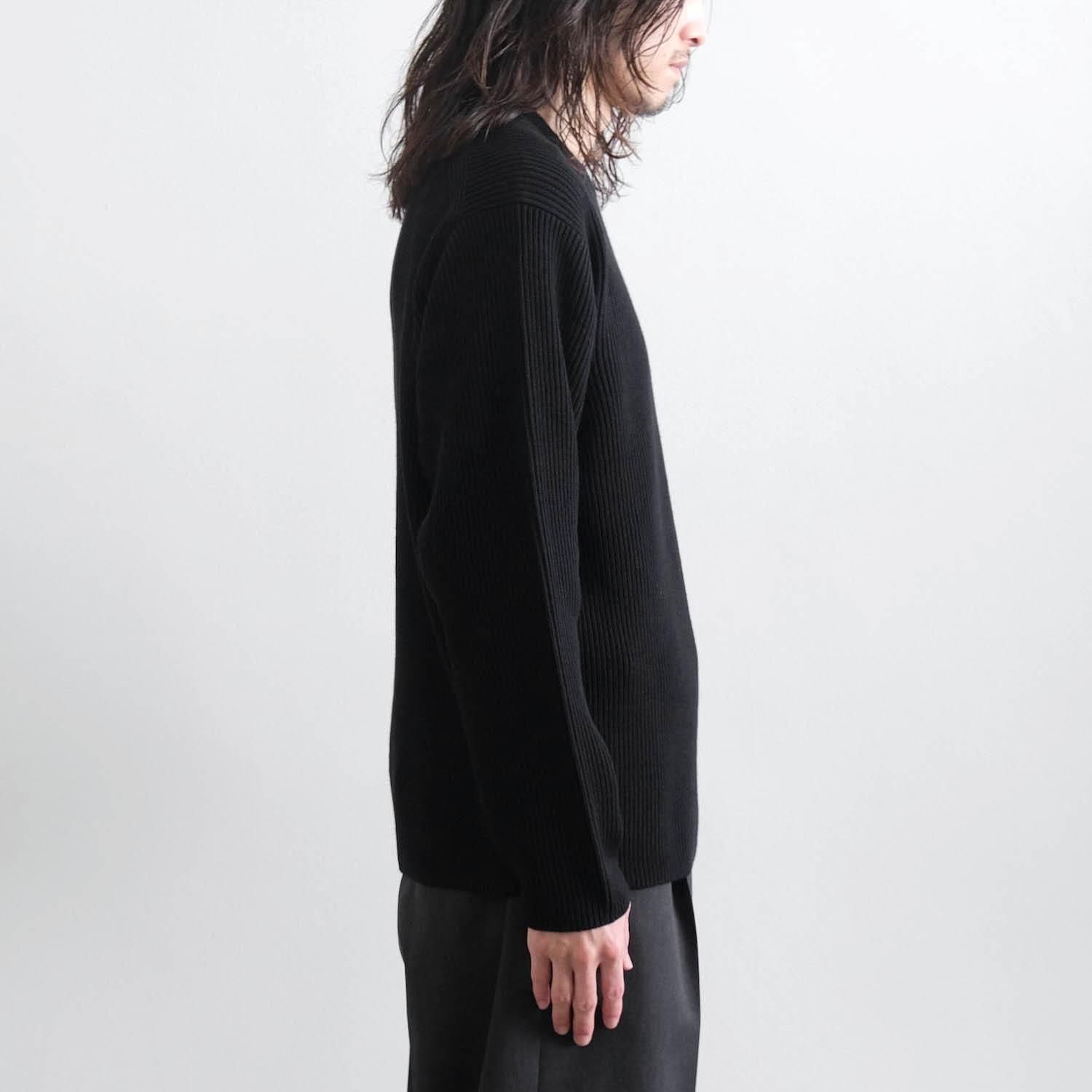 SOLID WOOL RIB CREW NECK [BLACK] - WUNDER 大阪 セレクトショップ