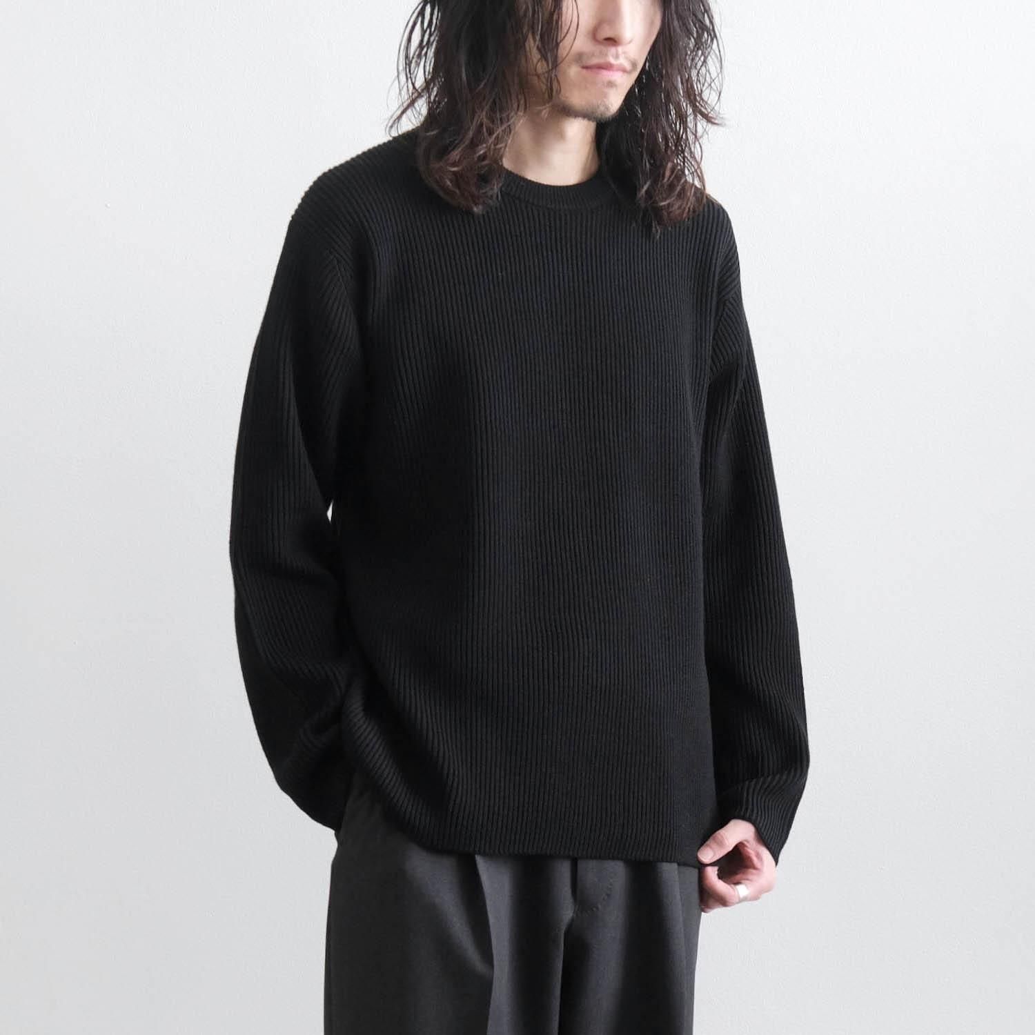 SOLID WOOL RIB CREW NECK [BLACK] - WUNDER 大阪 セレクトショップ