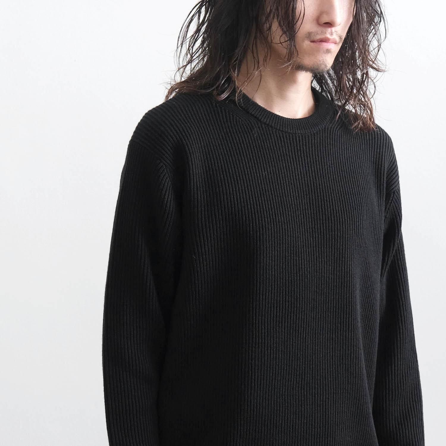 SOLID WOOL RIB CREW NECK [BLACK] - WUNDER 大阪 セレクトショップ