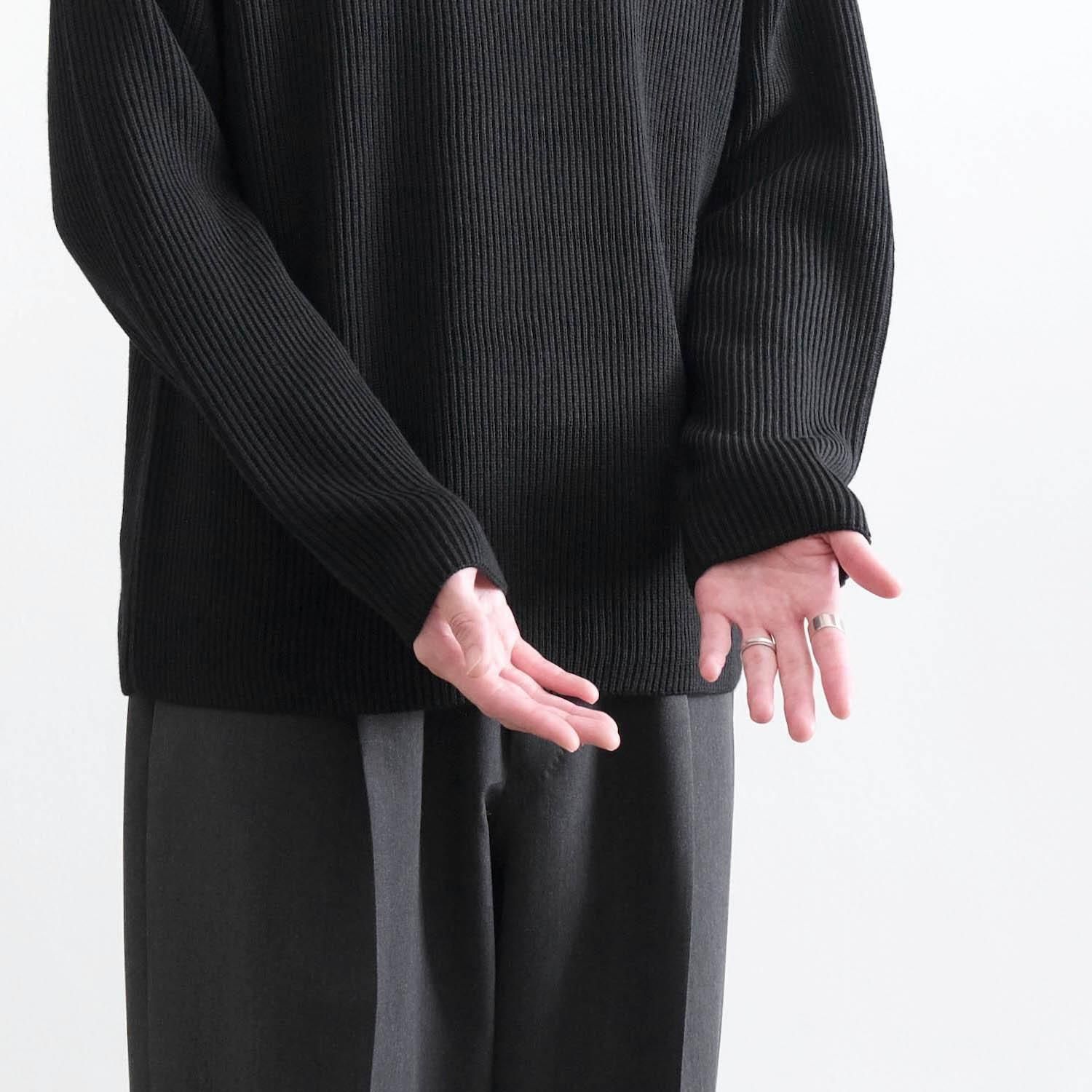 SOLID WOOL RIB CREW NECK [BLACK] - WUNDER 大阪 セレクトショップ