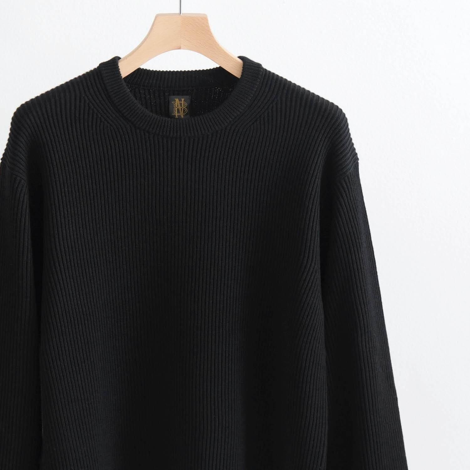 SOLID WOOL RIB CREW NECK [BLACK] - WUNDER 大阪 セレクトショップ