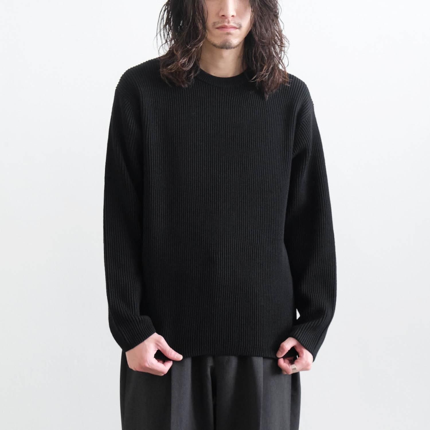 SOLID WOOL RIB CREW NECK [BLACK]