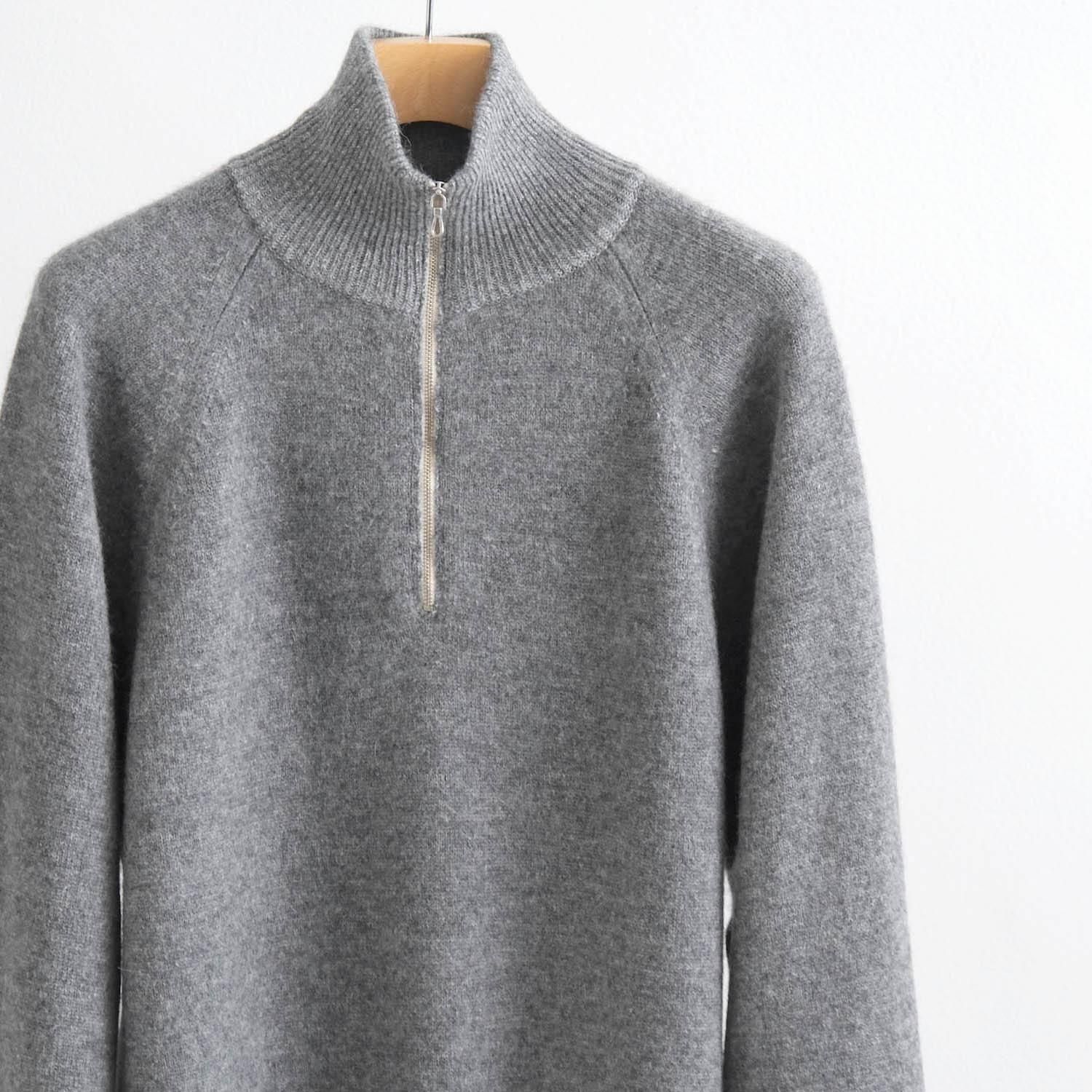 BABY ALPACA KURUMI TENJIKU HALF ZIP [GRAY] - WUNDER 大阪 セレクト