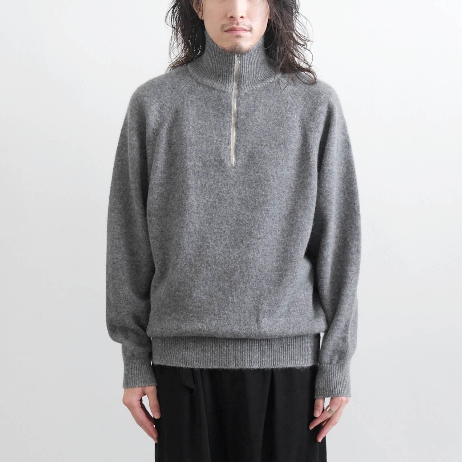 BABY ALPACA KURUMI TENJIKU HALF ZIP [GRAY] - WUNDER 大阪 セレクト