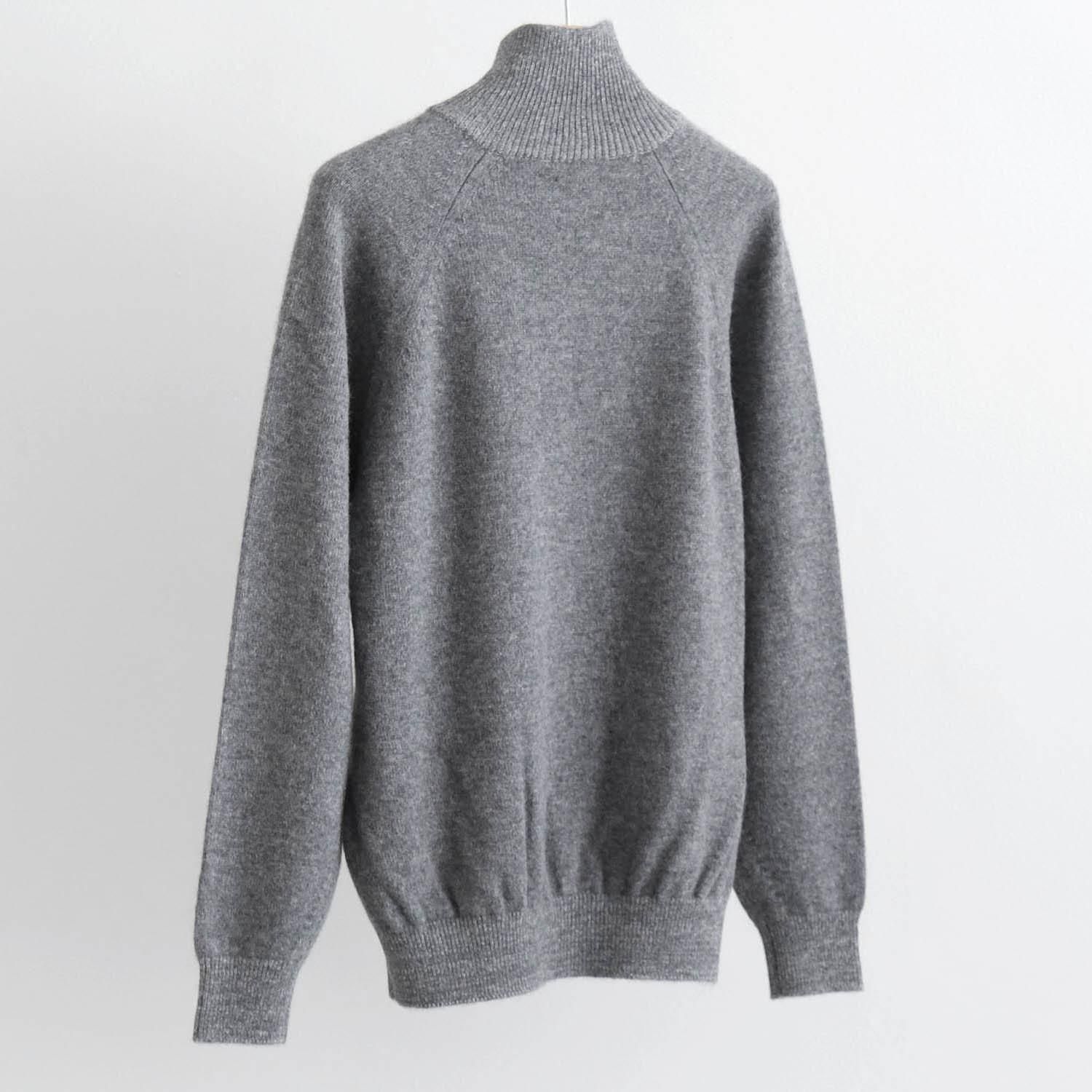 BABY ALPACA KURUMI TENJIKU HALF ZIP [GRAY] - WUNDER 大阪