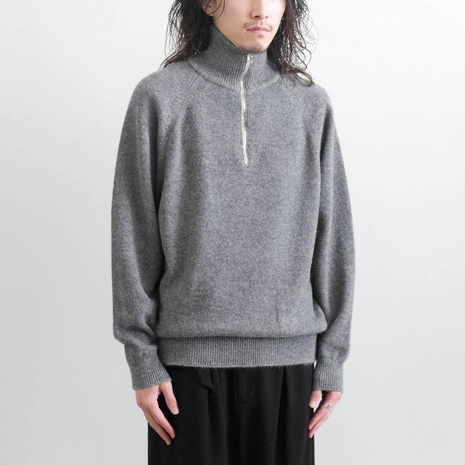 BABY ALPACA KURUMI TENJIKU HALF ZIP [GRAY] - WUNDER 大阪