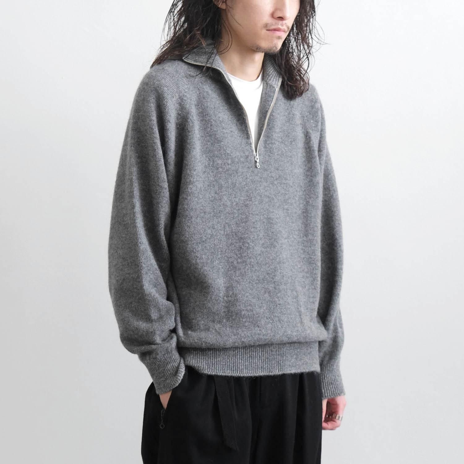 BABY ALPACA KURUMI TENJIKU HALF ZIP [GRAY] - WUNDER 大阪 セレクト