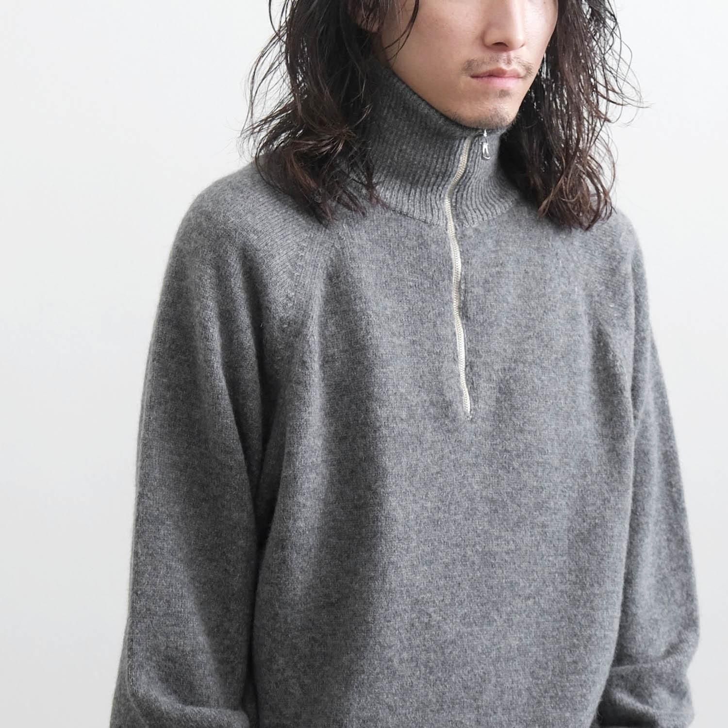 BABY ALPACA KURUMI TENJIKU HALF ZIP [GRAY] - WUNDER 大阪 セレクト