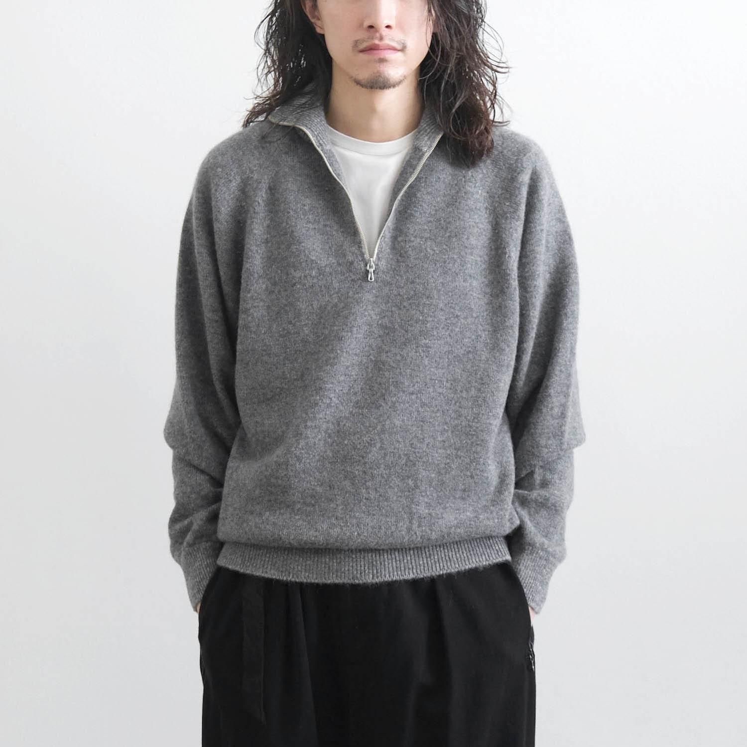 BABY ALPACA KURUMI TENJIKU HALF ZIP [GRAY]