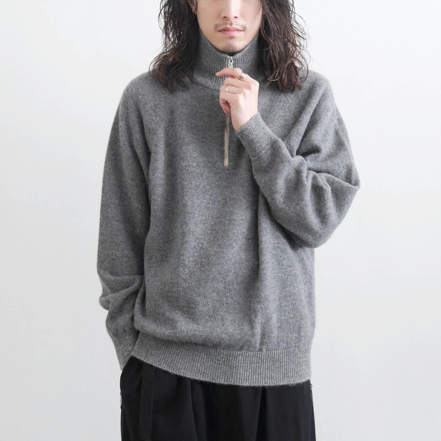 BABY ALPACA KURUMI TENJIKU HALF ZIP [GRAY]