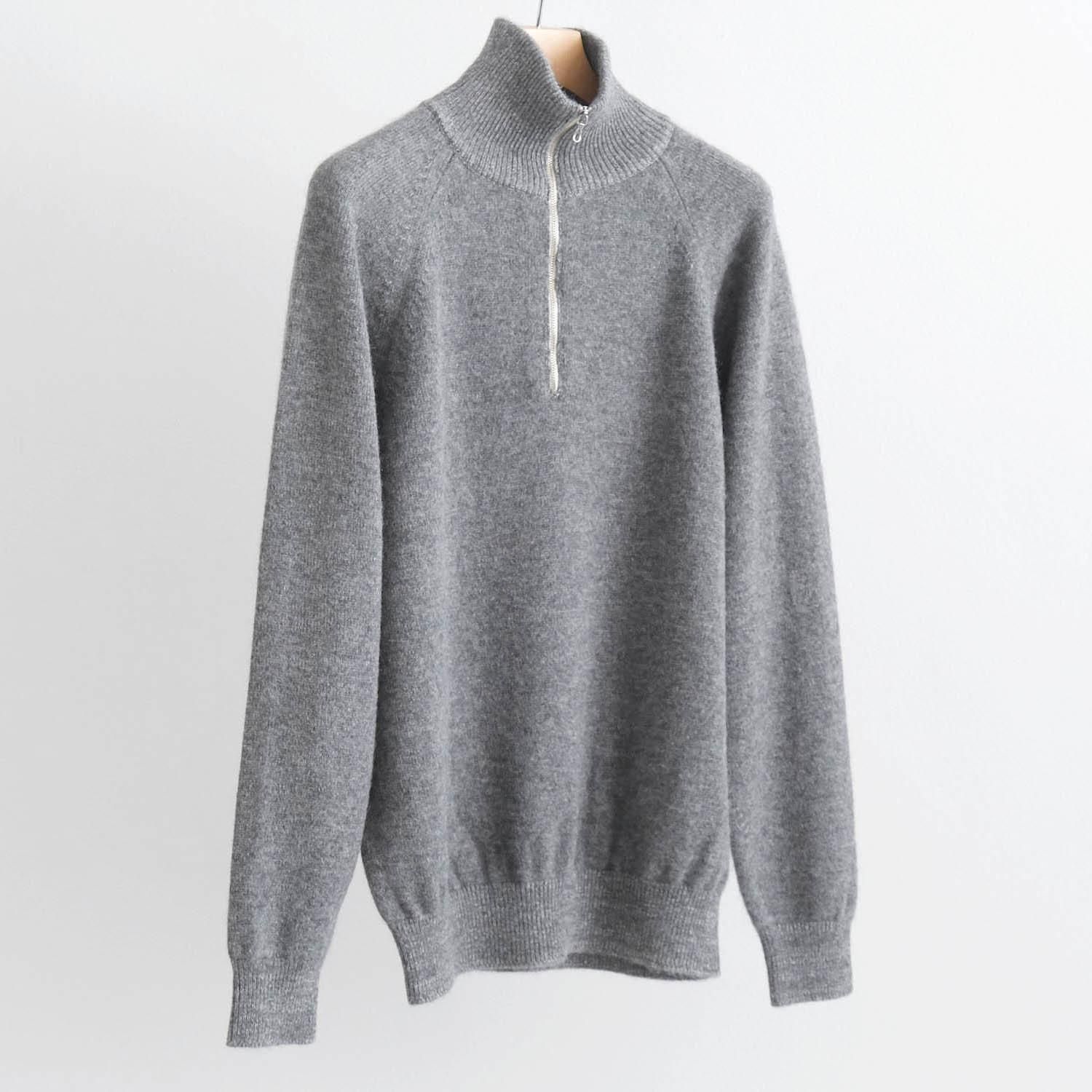 BABY ALPACA KURUMI TENJIKU HALF ZIP [GRAY]