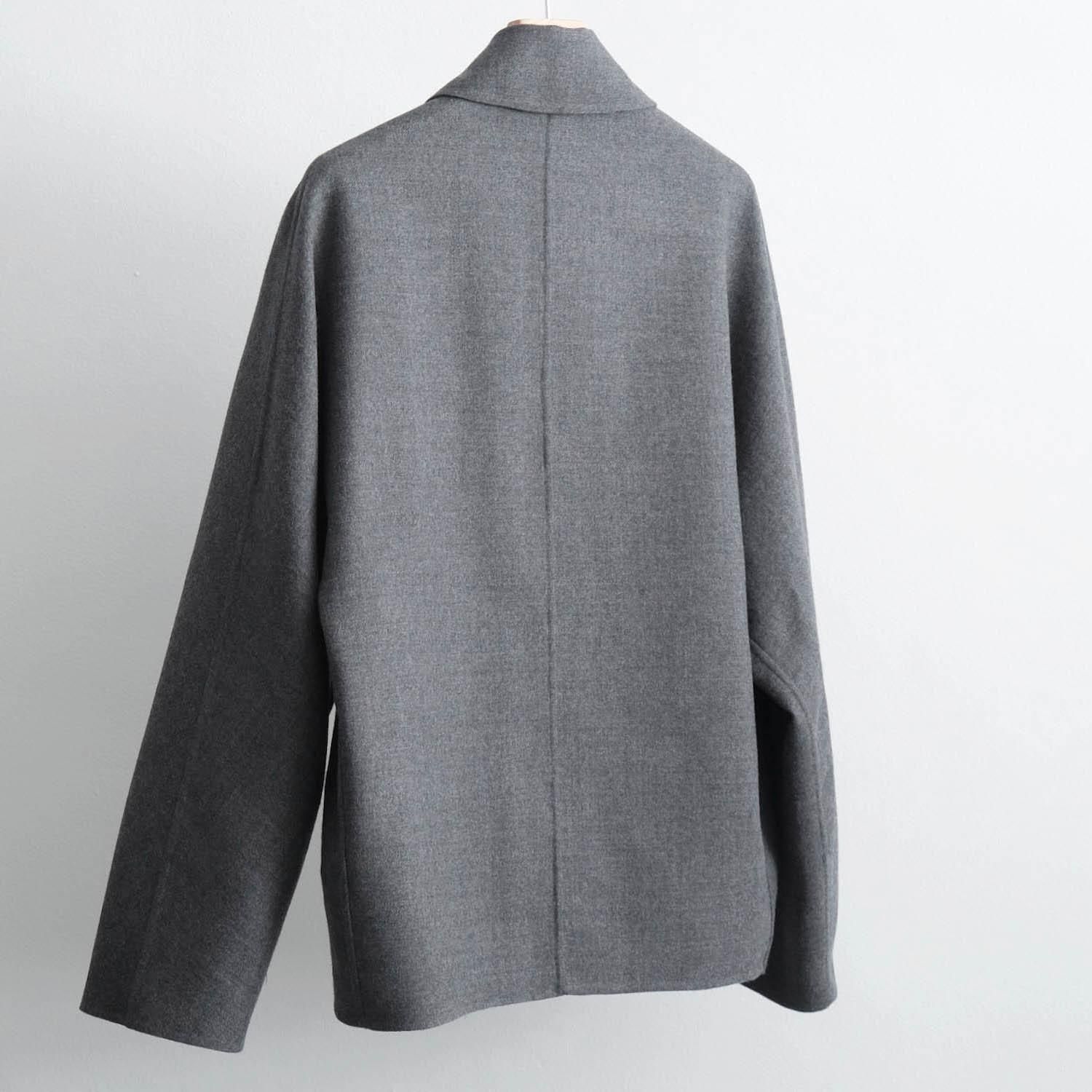 SUPER120S RIVER FLANNEL DRAPING KIMONO BLOUSON [CHARCOAL TOP