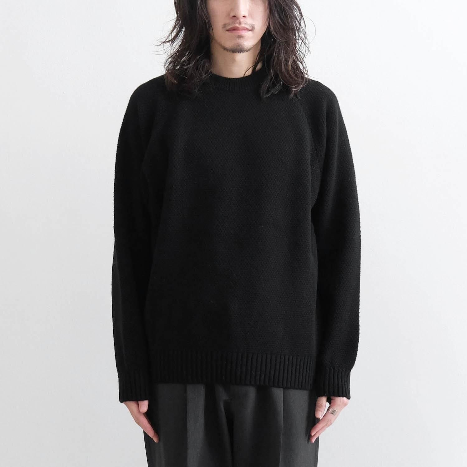 LAMBS WOOL CREWNECK SWEATER [BLACK] - WUNDER 大阪 セレクトショップ