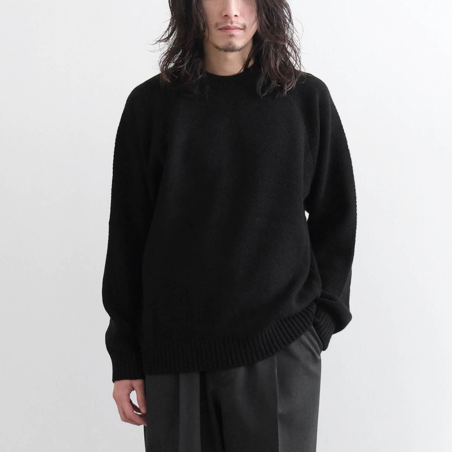 LAMBS WOOL CREWNECK SWEATER [BLACK]