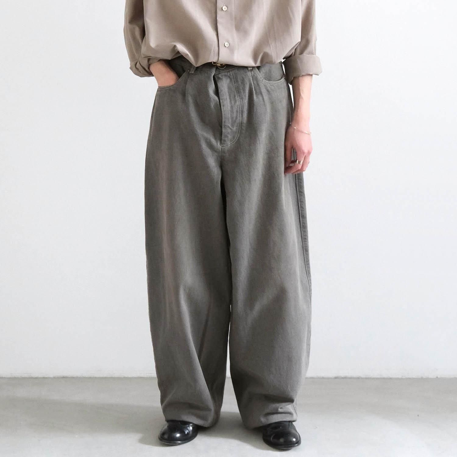 BARREL DENIM PANTS [BLEACH LIGHT GRAY]