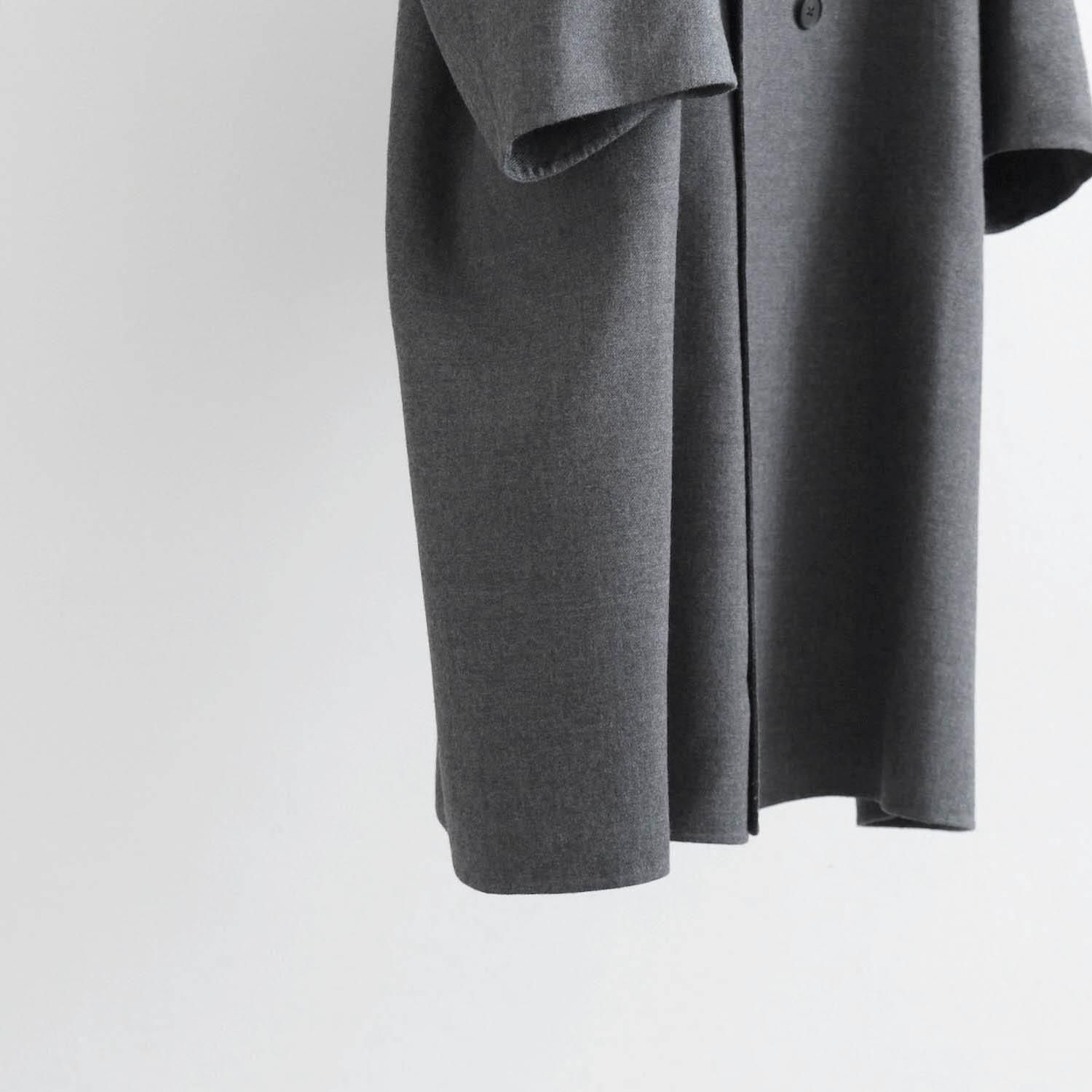 SUPER120S RIVER FLANNEL DRAPING GOWN OVERCOAT [CHARCOAL TOP